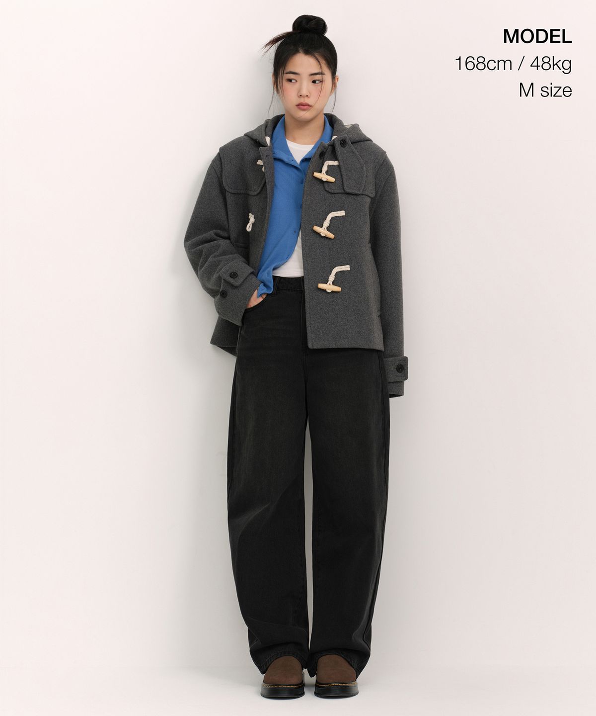 무신사 스탠다드 우먼(MUSINSA STANDARD WOMAN) 우먼즈 울 블렌드 쇼트 더플 코트 [미디엄 그레이]