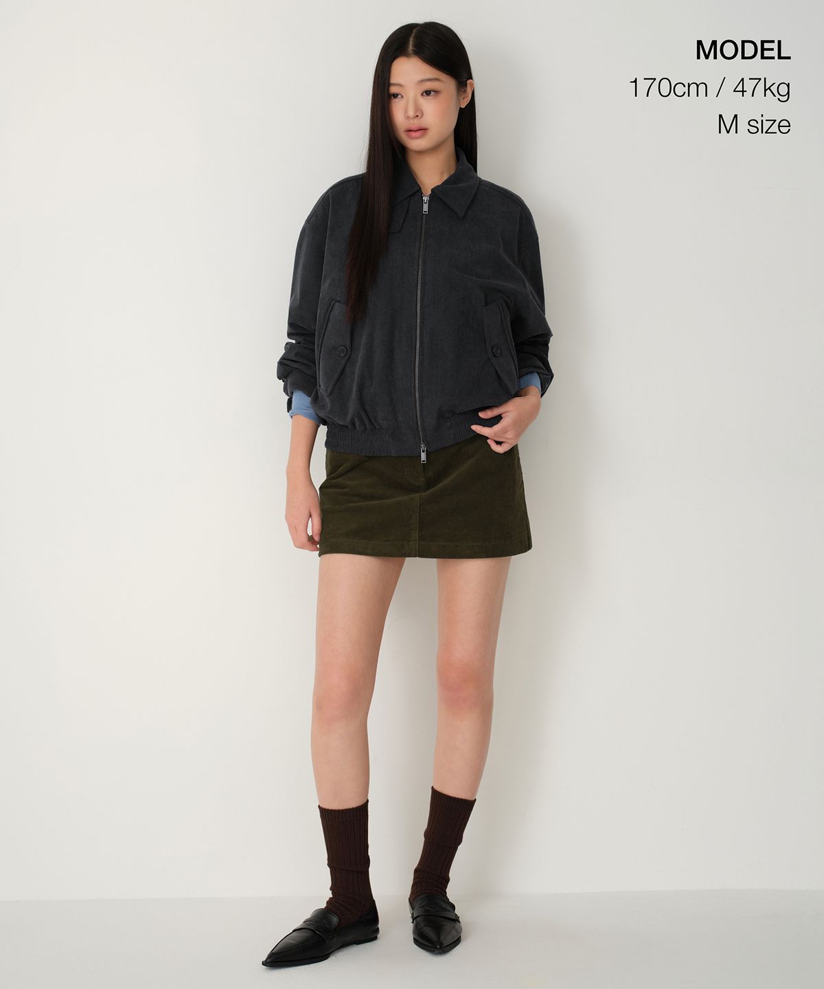 무신사 스탠다드 우먼(MUSINSA STANDARD WOMAN) 우먼즈 코듀로이 블루종 재킷 [아이언 그레이]