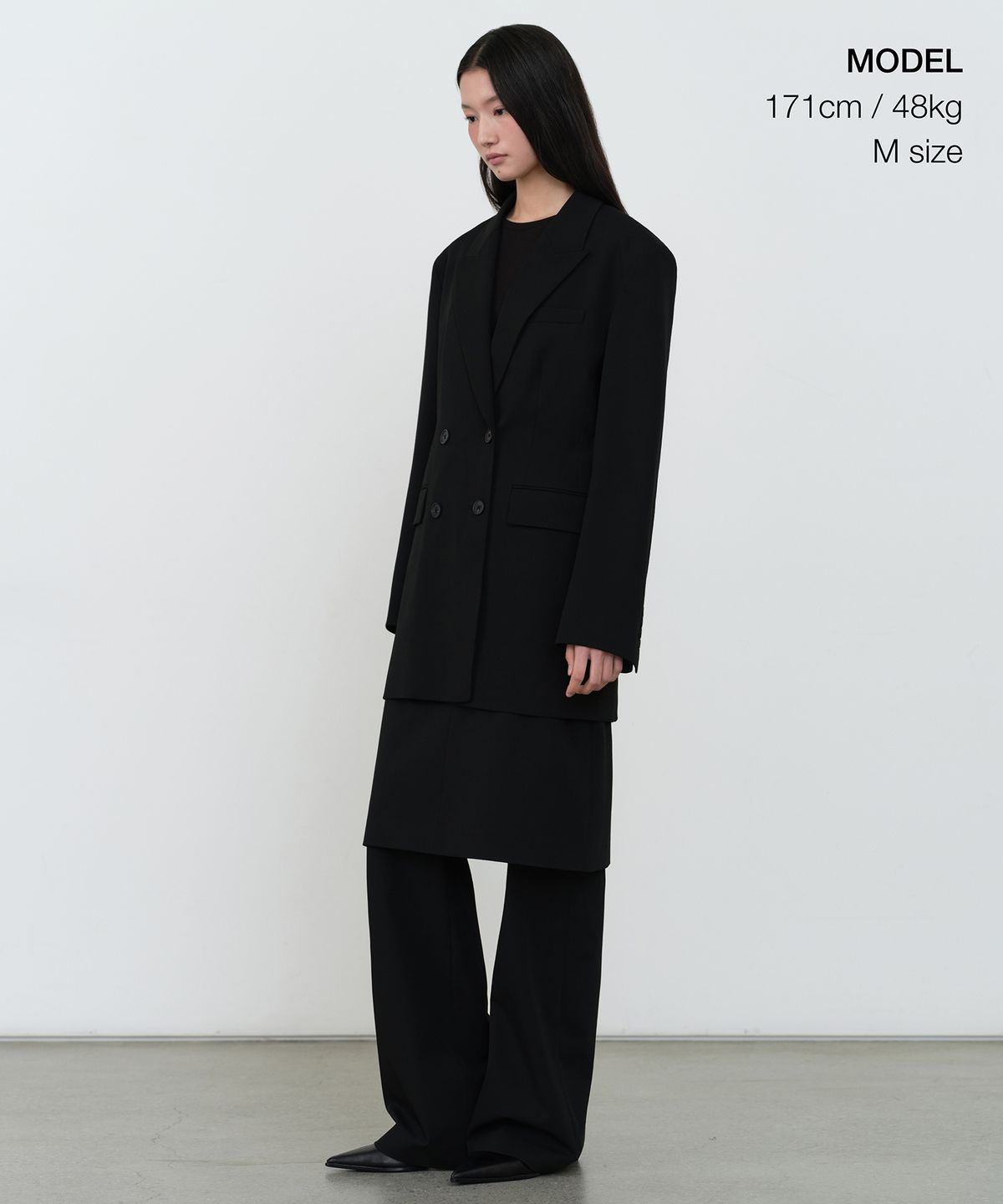 무신사 스탠다드 우먼(MUSINSA STANDARD WOMAN) 우먼즈 더블 브레스티드 롱 블레이저 [블랙]