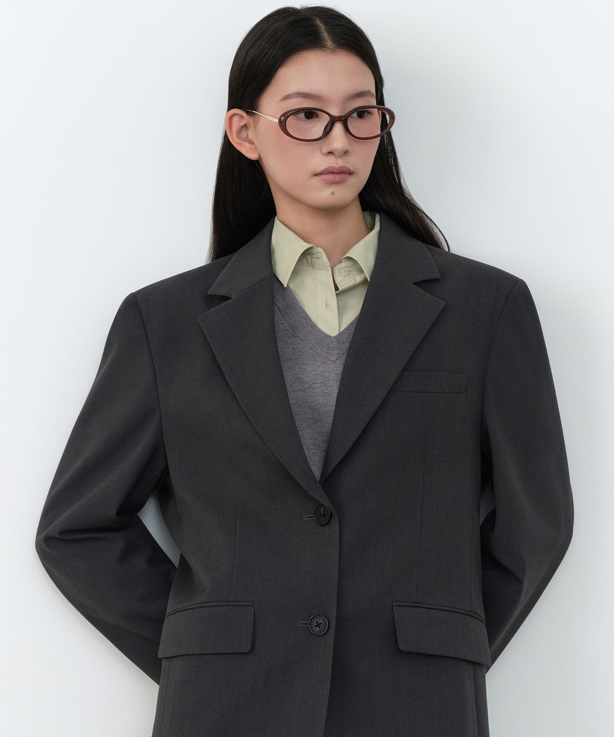 무신사 스탠다드 우먼(MUSINSA STANDARD WOMAN) 우먼즈 박시 블레이저 [그레이]