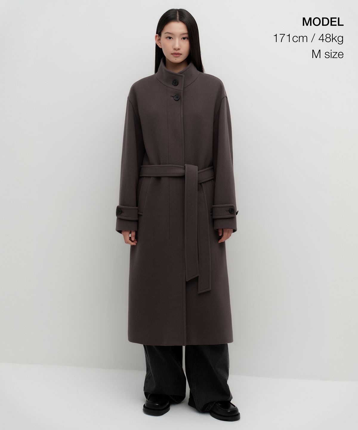 무신사 스탠다드 우먼(MUSINSA STANDARD WOMAN) 우먼즈 캐시미어 블렌드 하이 넥 로브 코트 [초코 브라운]