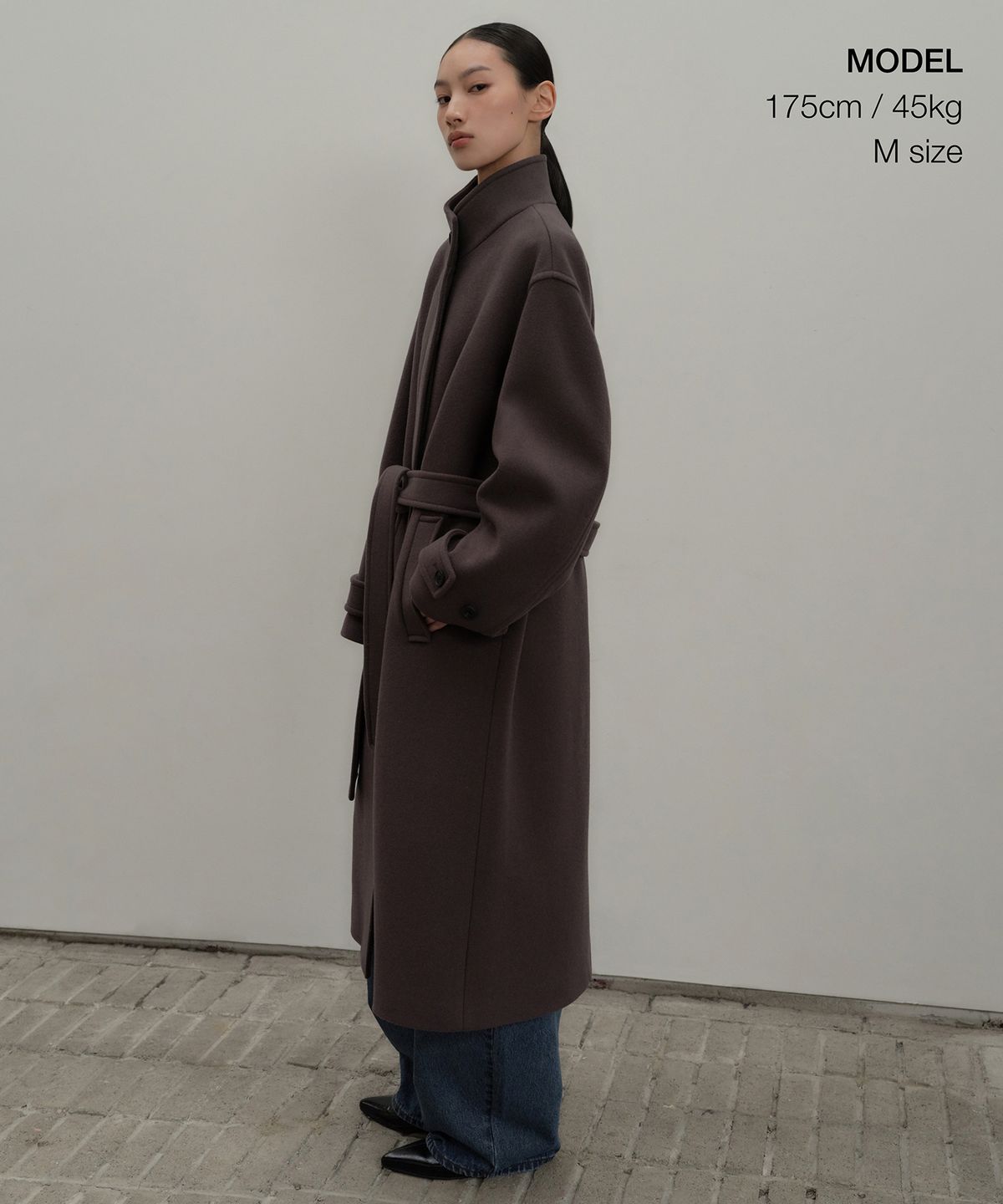 무신사 스탠다드 우먼(MUSINSA STANDARD WOMAN) 우먼즈 캐시미어 블렌드 하이 넥 로브 코트 [초코 브라운]
