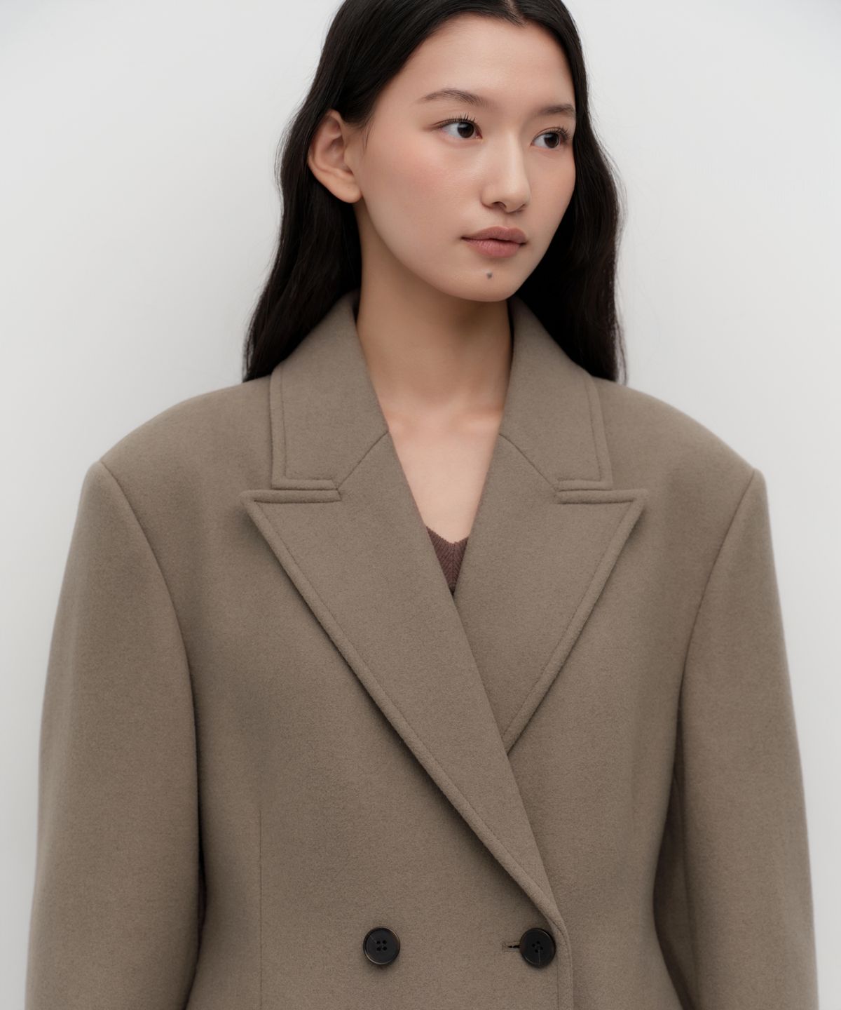 무신사 스탠다드 우먼(MUSINSA STANDARD WOMAN) 우먼즈 캐시미어 블렌드 신치드 더블 롱 코트 [토프]