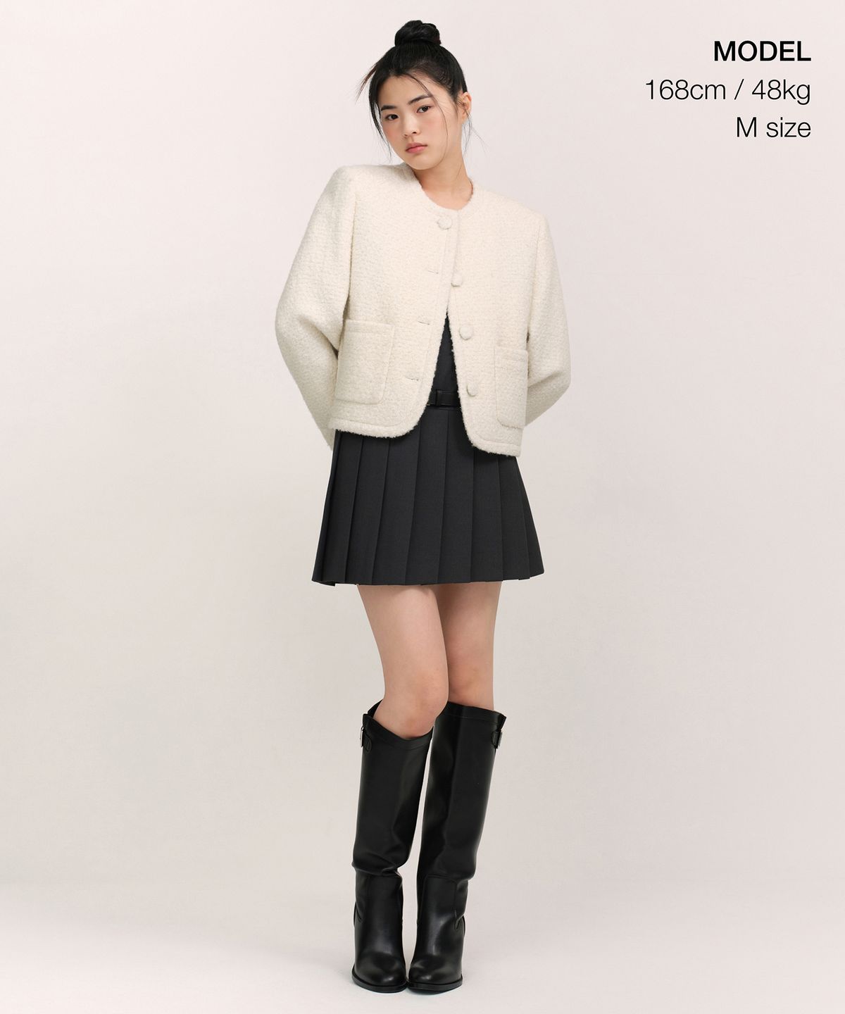 무신사 스탠다드 우먼(MUSINSA STANDARD WOMAN) 우먼즈 울 블렌드 부클 트위드 재킷 [크림]