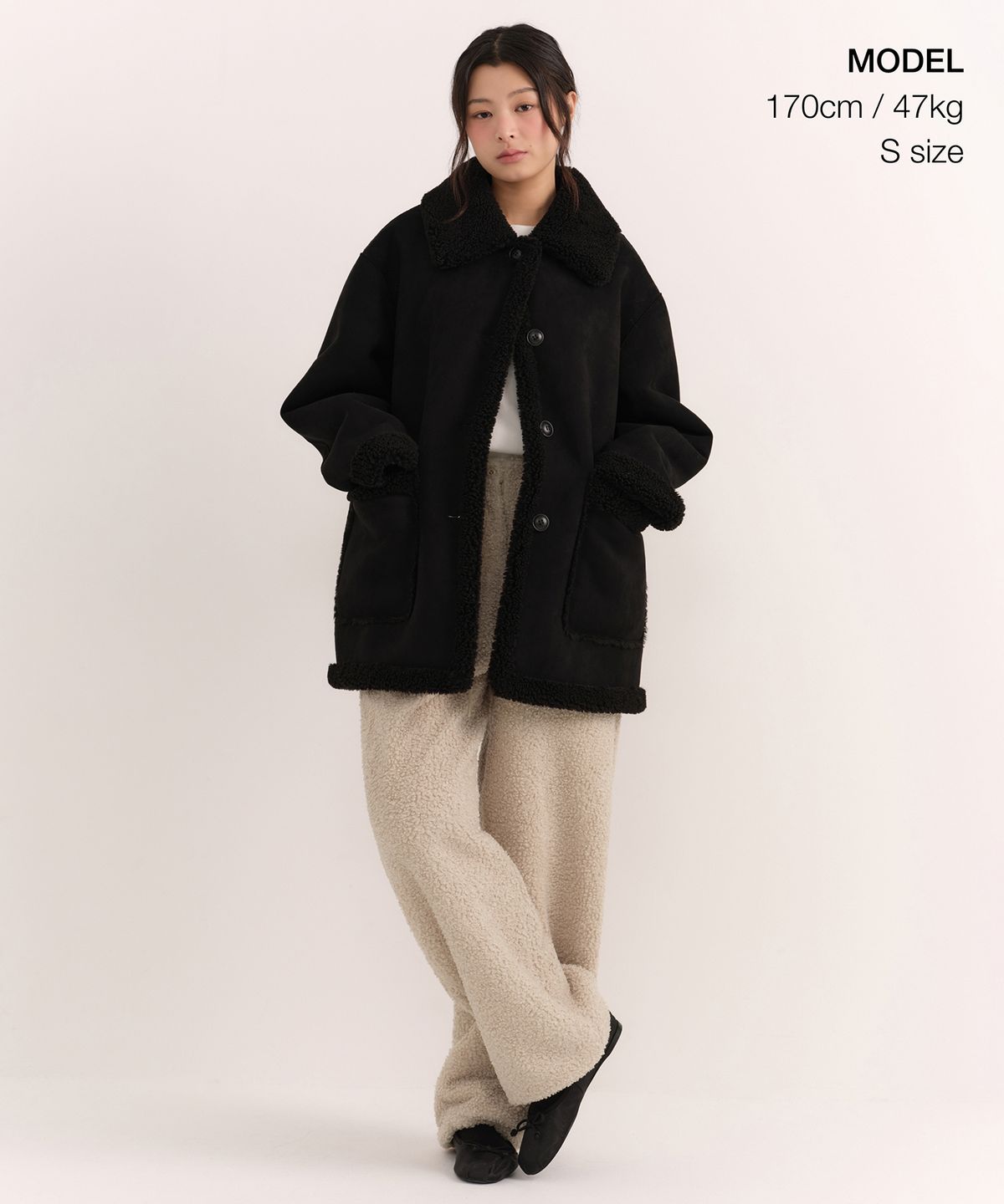 무신사 스탠다드 우먼(MUSINSA STANDARD WOMAN) 우먼즈 부클 플리스 파라슈트 팬츠 [라이트 베이지]