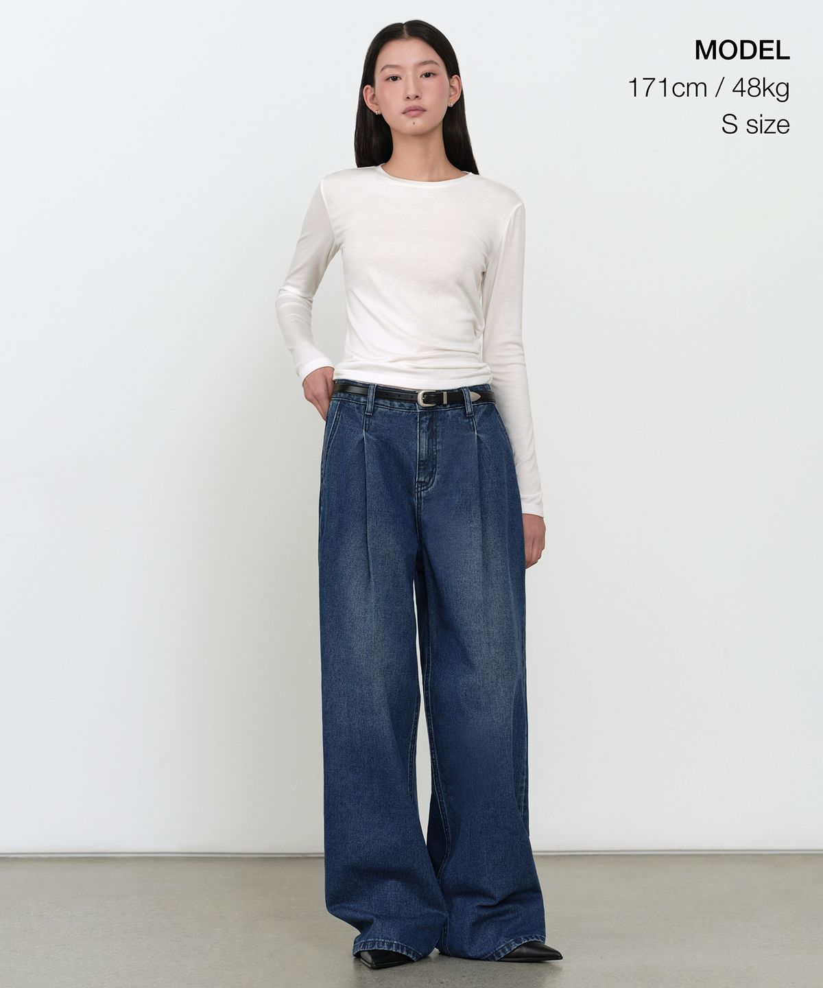 무신사 스탠다드 우먼(MUSINSA STANDARD WOMAN) 우먼즈 울 텐셀 슬림 긴소매 티셔츠 [아이보리]