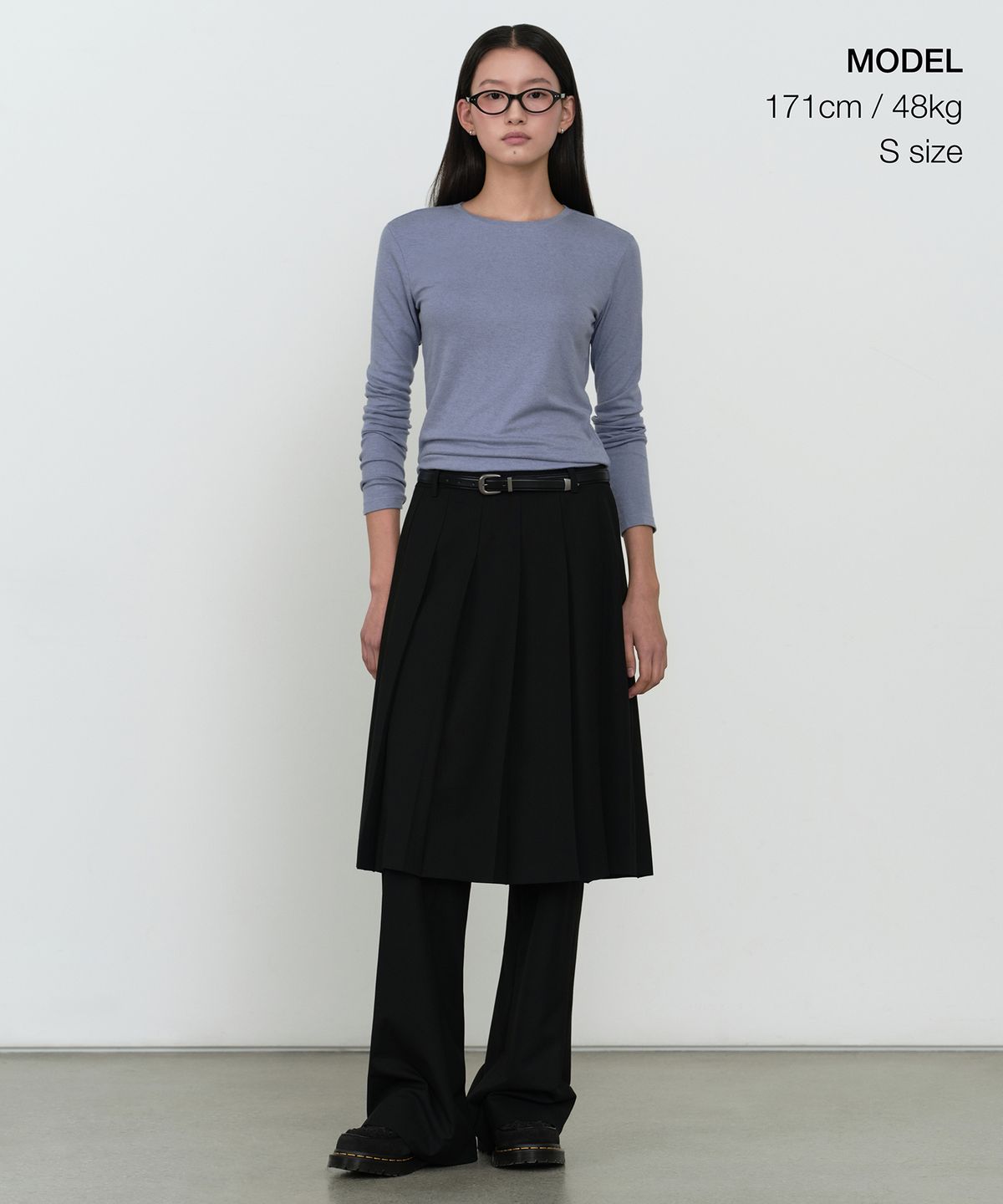 무신사 스탠다드 우먼(MUSINSA STANDARD WOMAN) 우먼즈 울 텐셀 슬림 긴소매 티셔츠 [클라우디 블루]