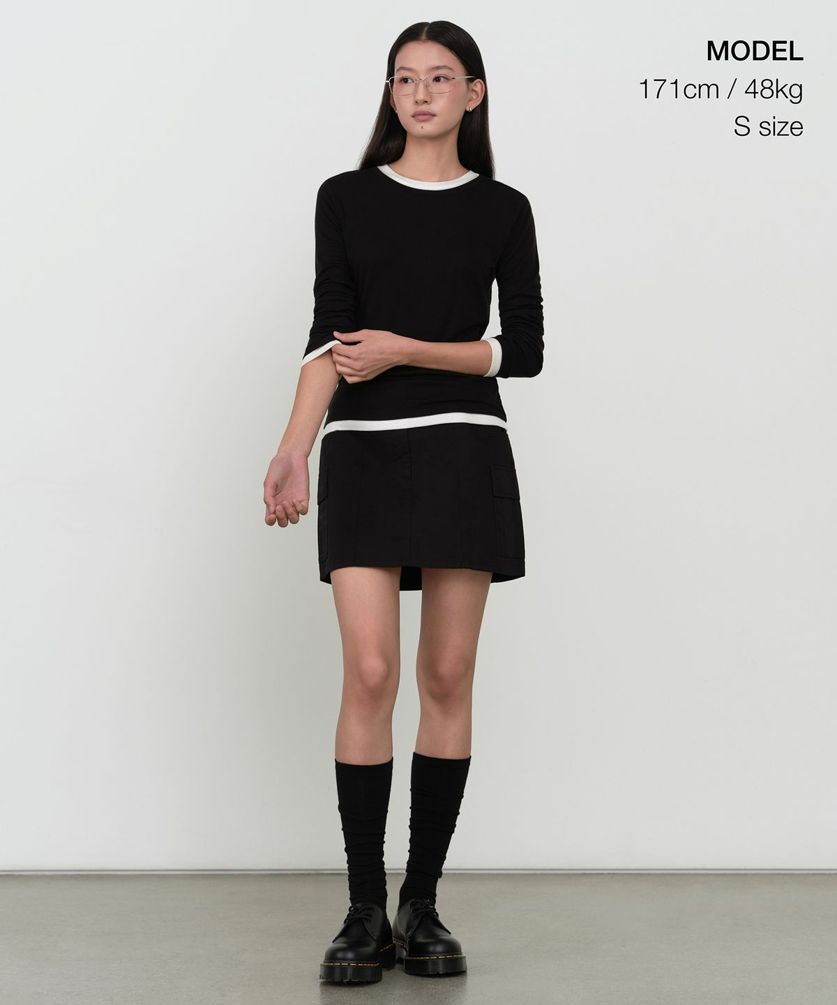 무신사 스탠다드 우먼(MUSINSA STANDARD WOMAN) 우먼즈 울 텐셀 레이어드 슬림 긴소매 티셔츠 [블랙]