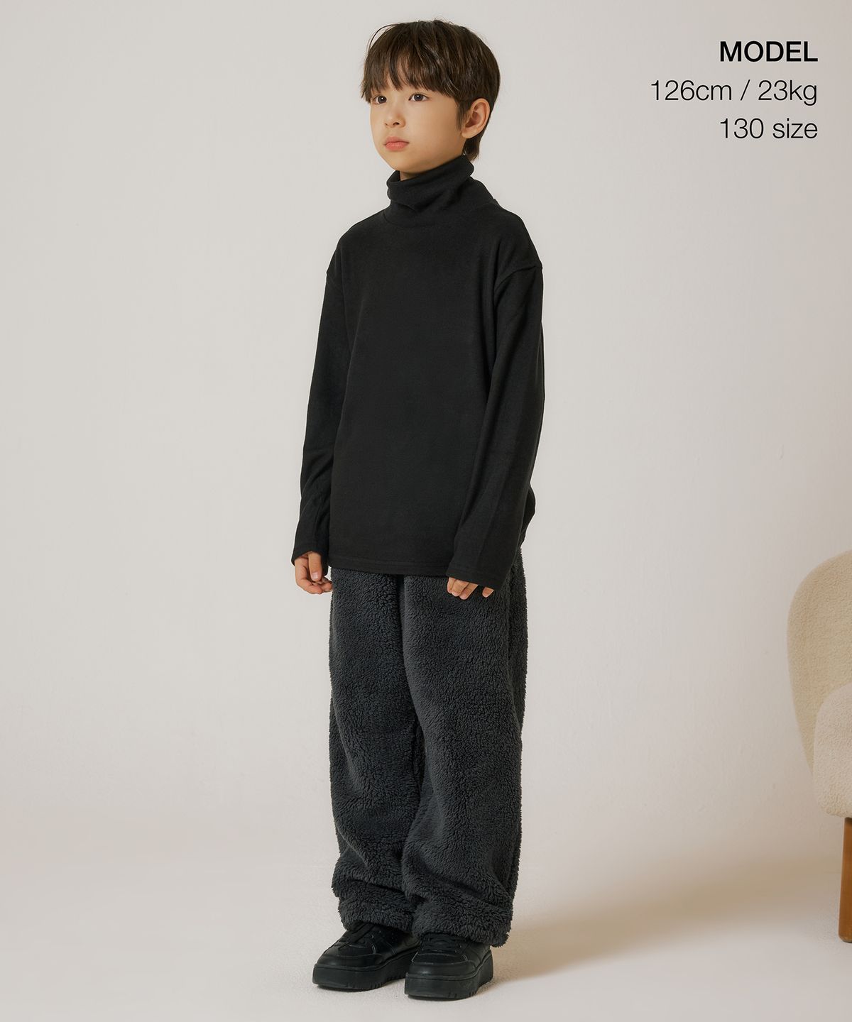 무신사 스탠다드 키즈(MUSINSA STANDARD KIDS) 샤기 플리스 베리어블 라운지 팬츠 [다크 그레이]