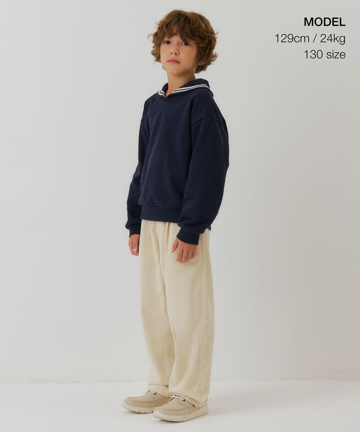 무신사 스탠다드 키즈(MUSINSA STANDARD KIDS) 오버사이즈 세일러 스웨트셔츠 [네이비]