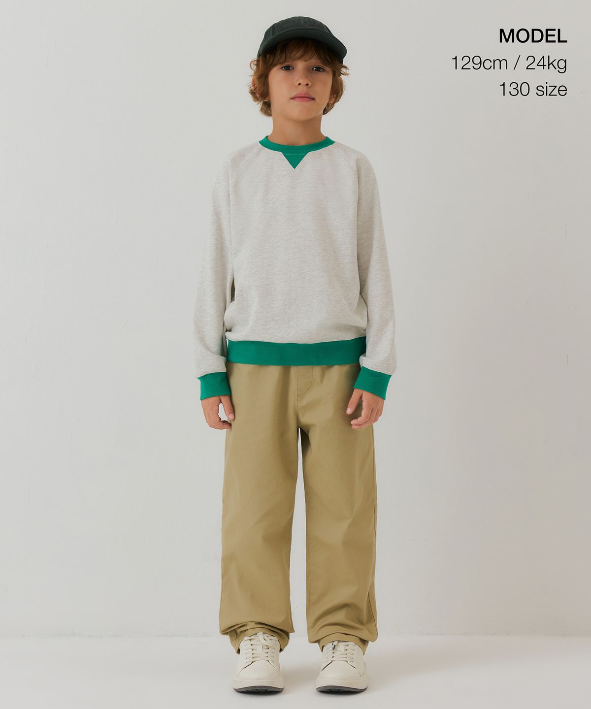 무신사 스탠다드 키즈(MUSINSA STANDARD KIDS) 오버사이즈 투 톤 스웨트셔츠 [오트밀]