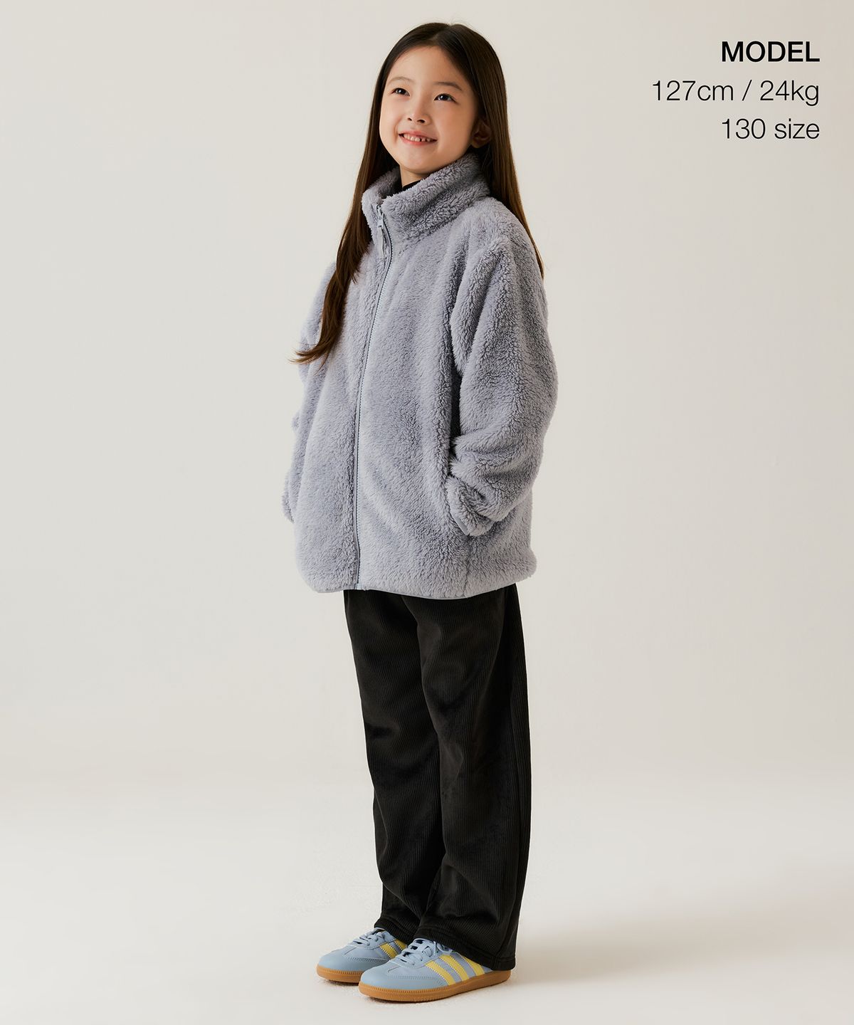 무신사 스탠다드 키즈(MUSINSA STANDARD KIDS) 벨루어 코듀로이 라운지 팬츠 [블랙]