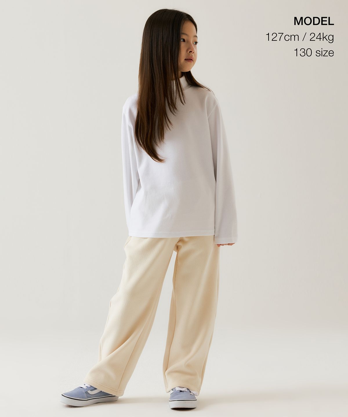 무신사 스탠다드 키즈(MUSINSA STANDARD KIDS) 벨루어 코듀로이 라운지 팬츠 [크림]