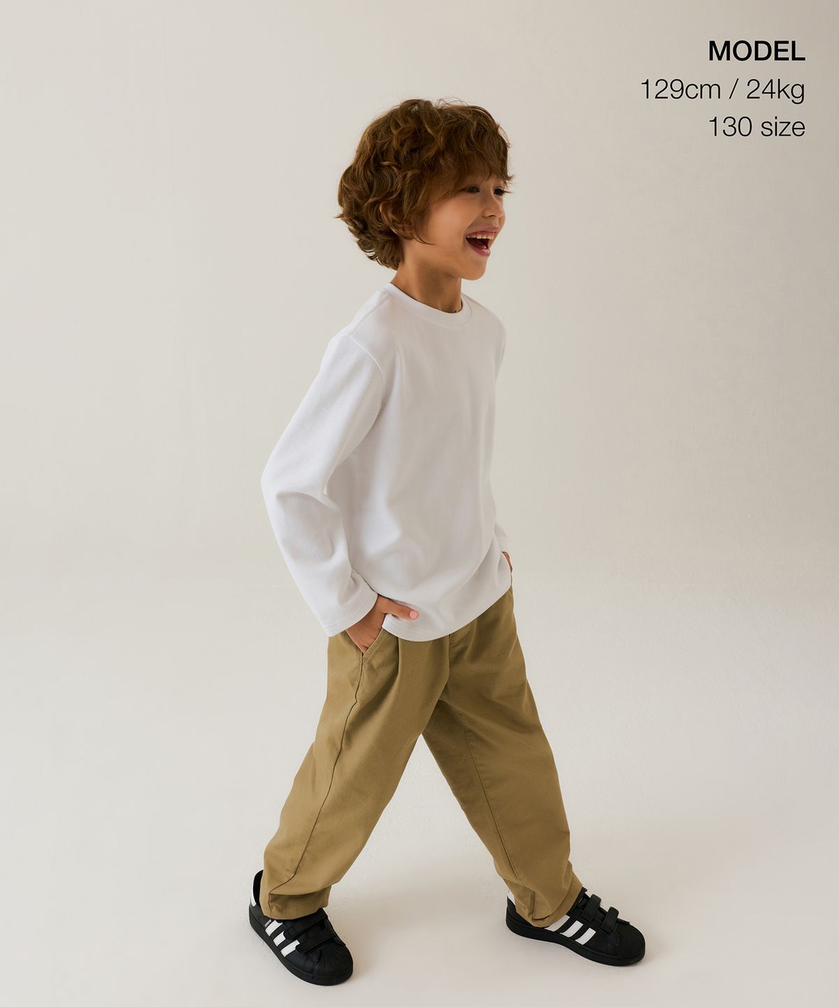 무신사 스탠다드 키즈(MUSINSA STANDARD KIDS) [힛탠다드] 크루 넥 긴소매 티셔츠 [화이트]