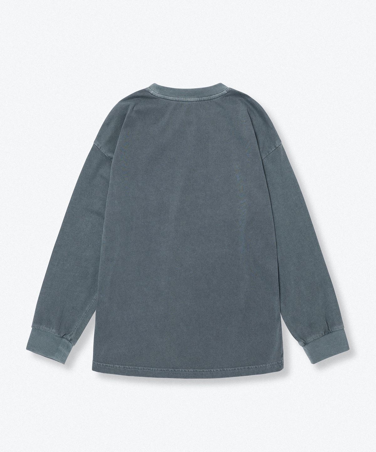 무신사 스탠다드 키즈(MUSINSA STANDARD KIDS) 오버사이즈 피그먼트 립 커프스 긴소매 티셔츠 [피콕 블루]