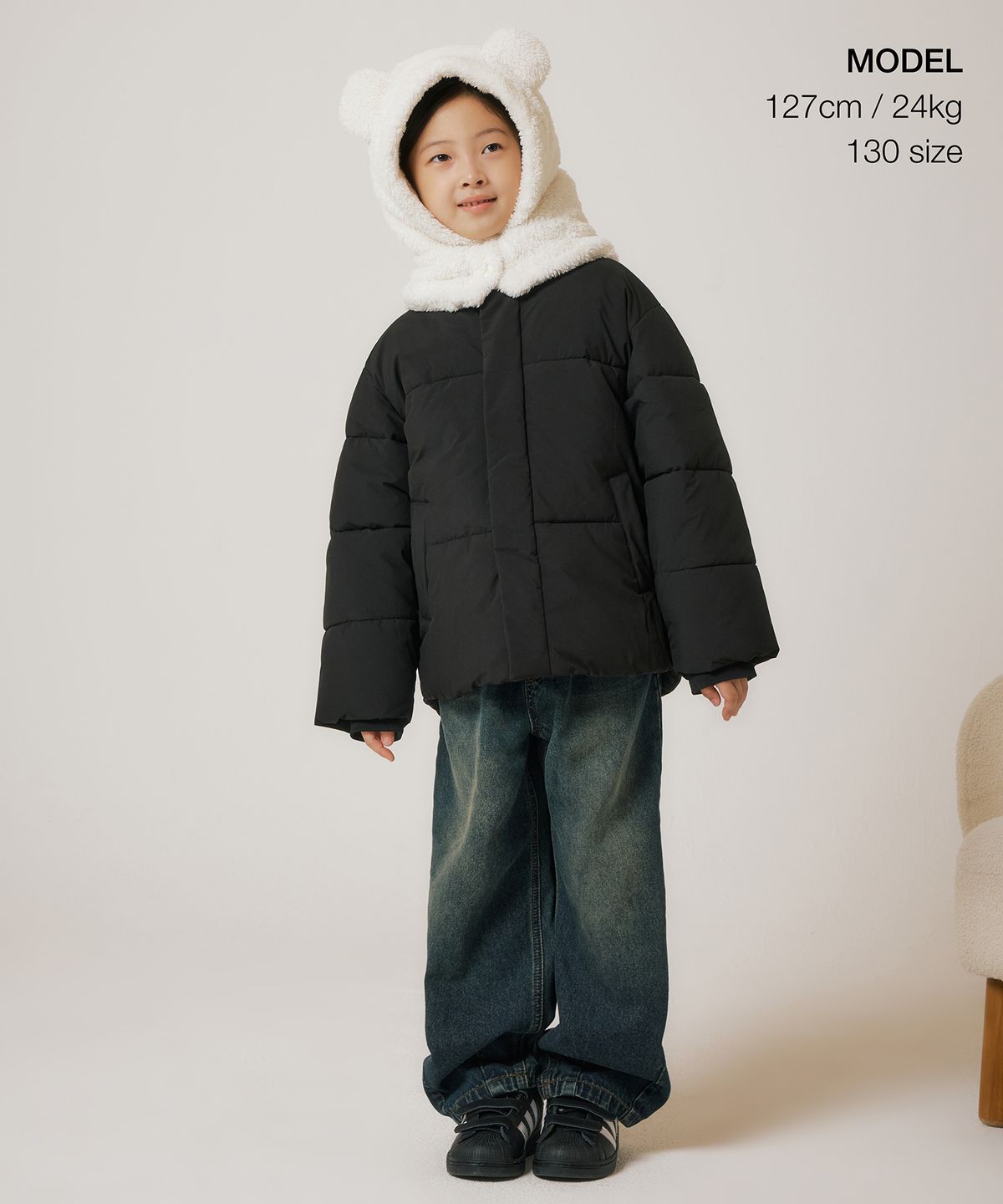 무신사 스탠다드 키즈(MUSINSA STANDARD KIDS) 샤기 플리스 이어 바라클라바 [아이보리]