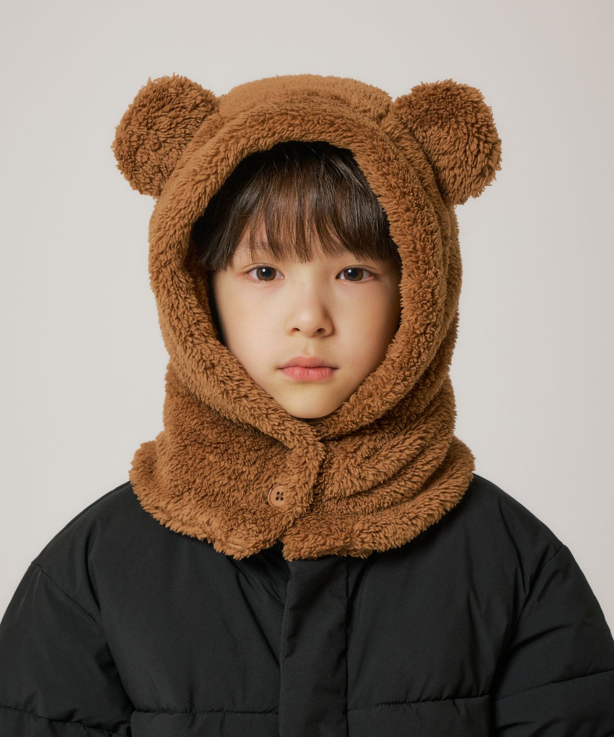 무신사 스탠다드 키즈(MUSINSA STANDARD KIDS) 샤기 플리스 이어 바라클라바 [브라운]