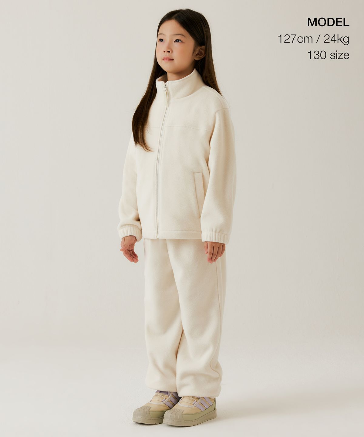 무신사 스탠다드 키즈(MUSINSA STANDARD KIDS) 폴라 플리스 베리어블 라운지 스웨트 팬츠 [크림]