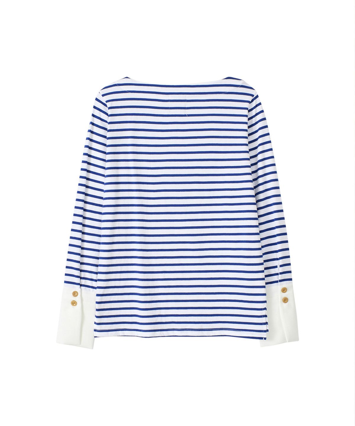 살롱 드 욘(SALON DE YOHN) Stripe Cuffs T_ Blue+Ivory
