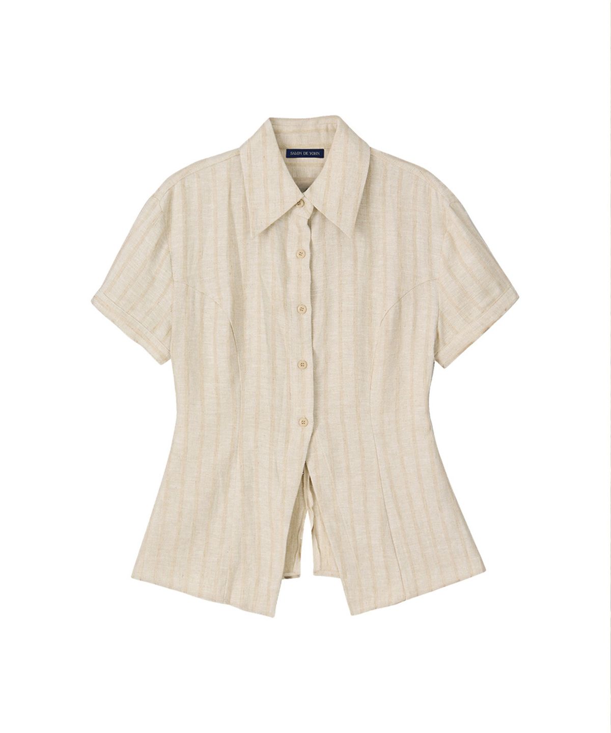 살롱 드 욘(SALON DE YOHN) Classic Linen Short Sleeve Shirt_ Beige