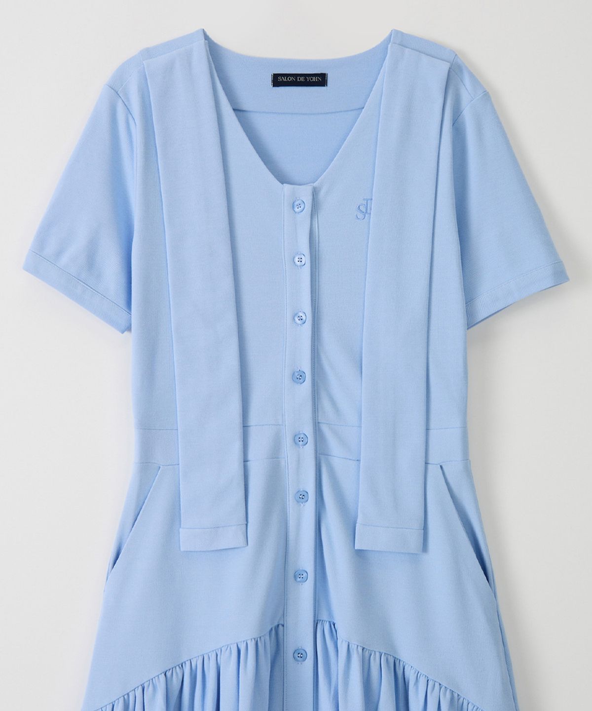 살롱 드 욘(SALON DE YOHN) Shawl Layered Long Dress_ Blue