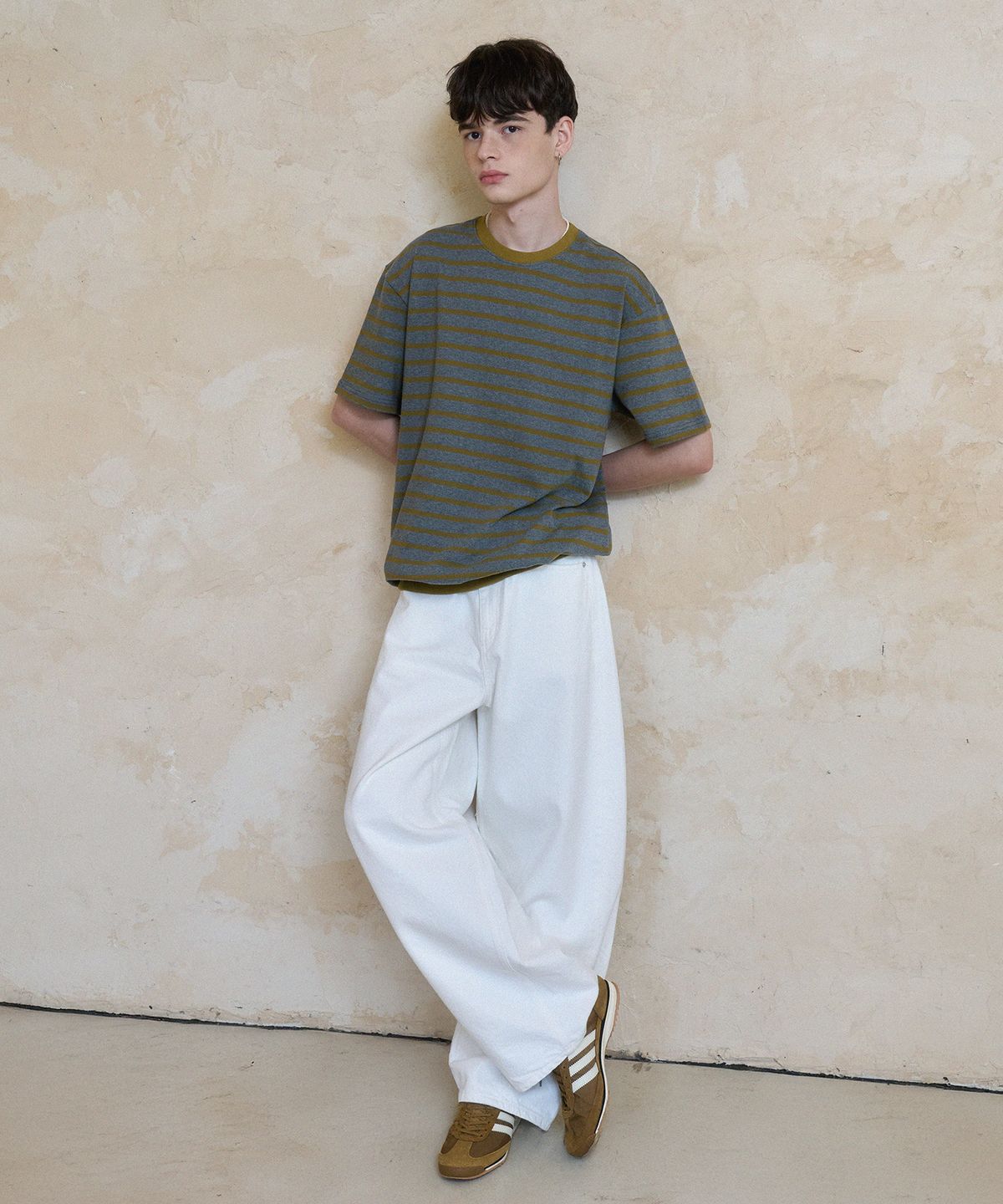 노운(NOUN) stripe sweat t-shirts (charcoal)