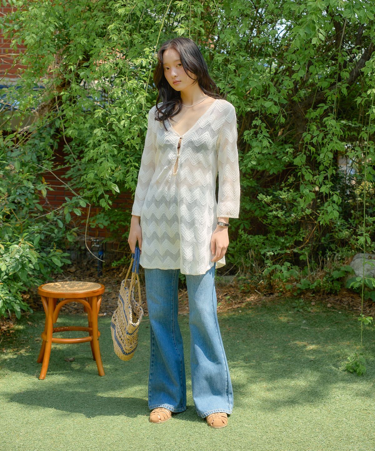 살롱 드 욘(SALON DE YOHN) Vintage Lace Cover Up Dress_ Ivory