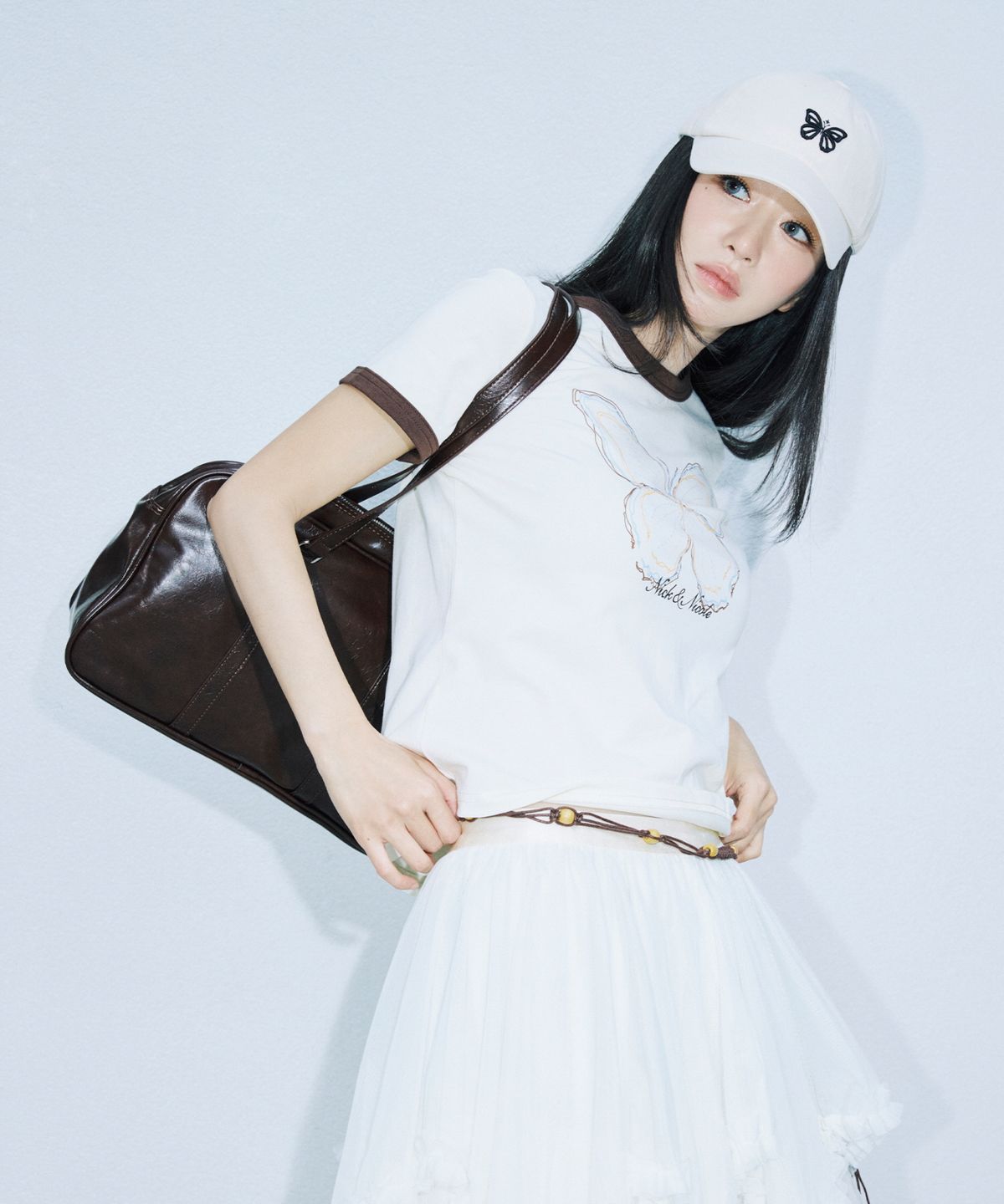 닉앤니콜(NICK&NICOLE) CRYSTAL LEATHER BOSTON BAG_RED BROWN