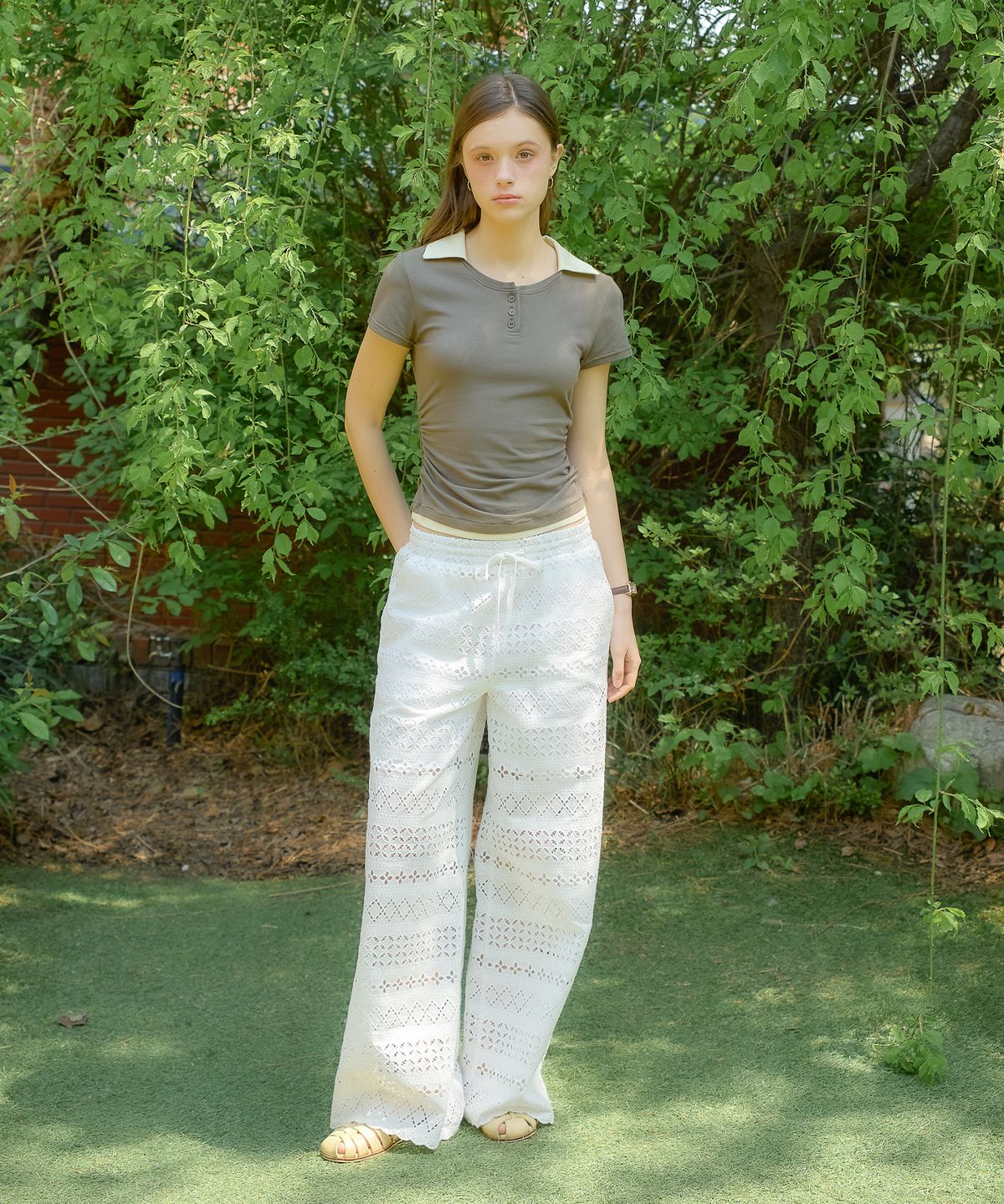 살롱 드 욘(SALON DE YOHN) Hampton Breeze Wide Pants_ White