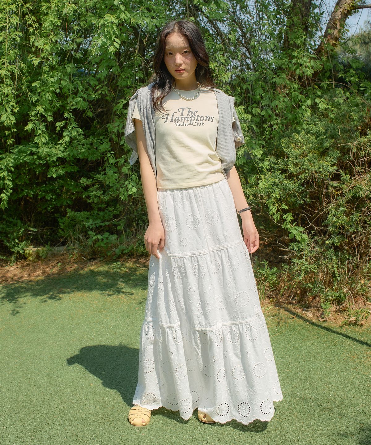 살롱 드 욘(SALON DE YOHN) Marine Grace Long Skirt_ White