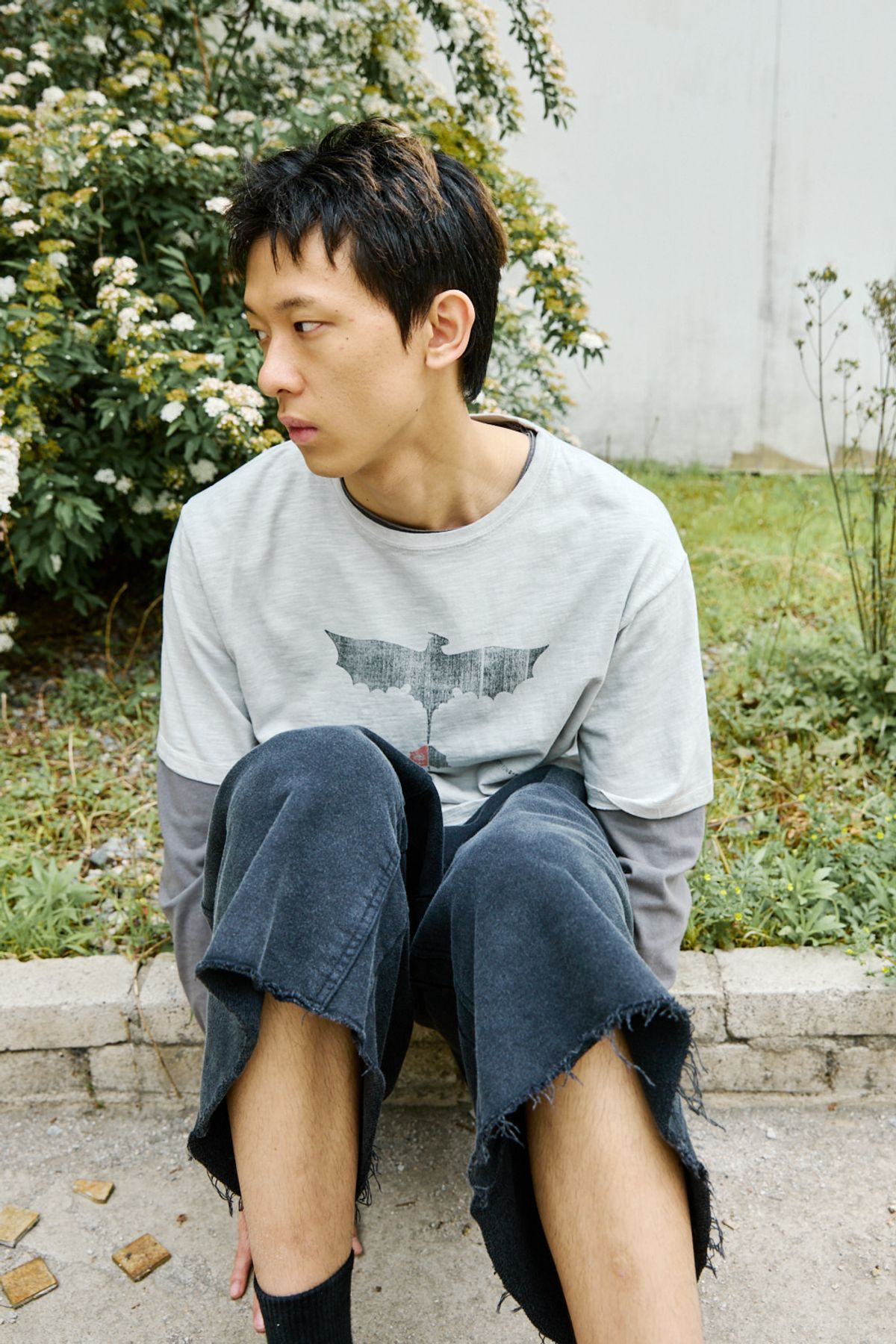 해칭룸(HATCHINGROOM) Toothless Slub Tee Grey