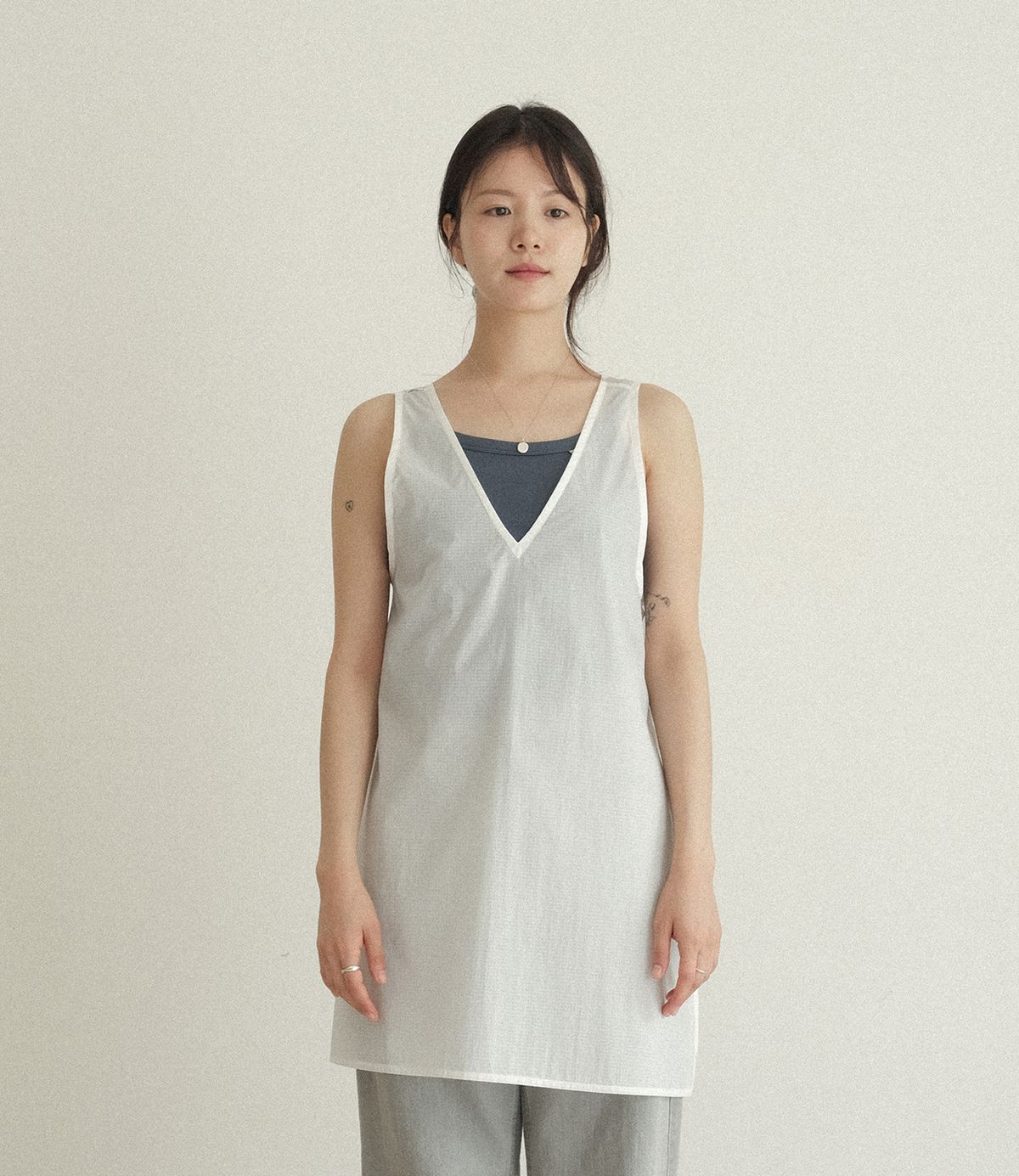 에메모가든(MMOGARDEN) (w) two-way ribbon tie layered ops (2colors)