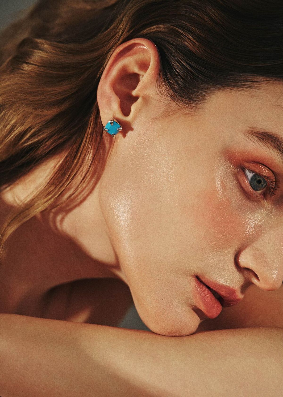 아논(ANON) Turqouise Giant Prong Earrings