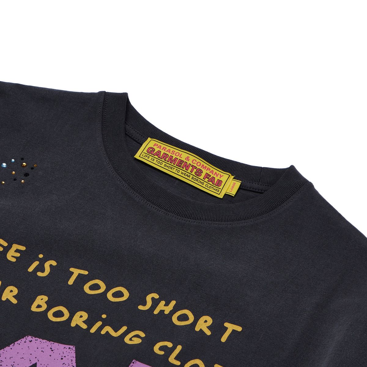 가먼츠팹(GARMENTS FAB) Hot-Fix Washed Tee (CHARCOAL)