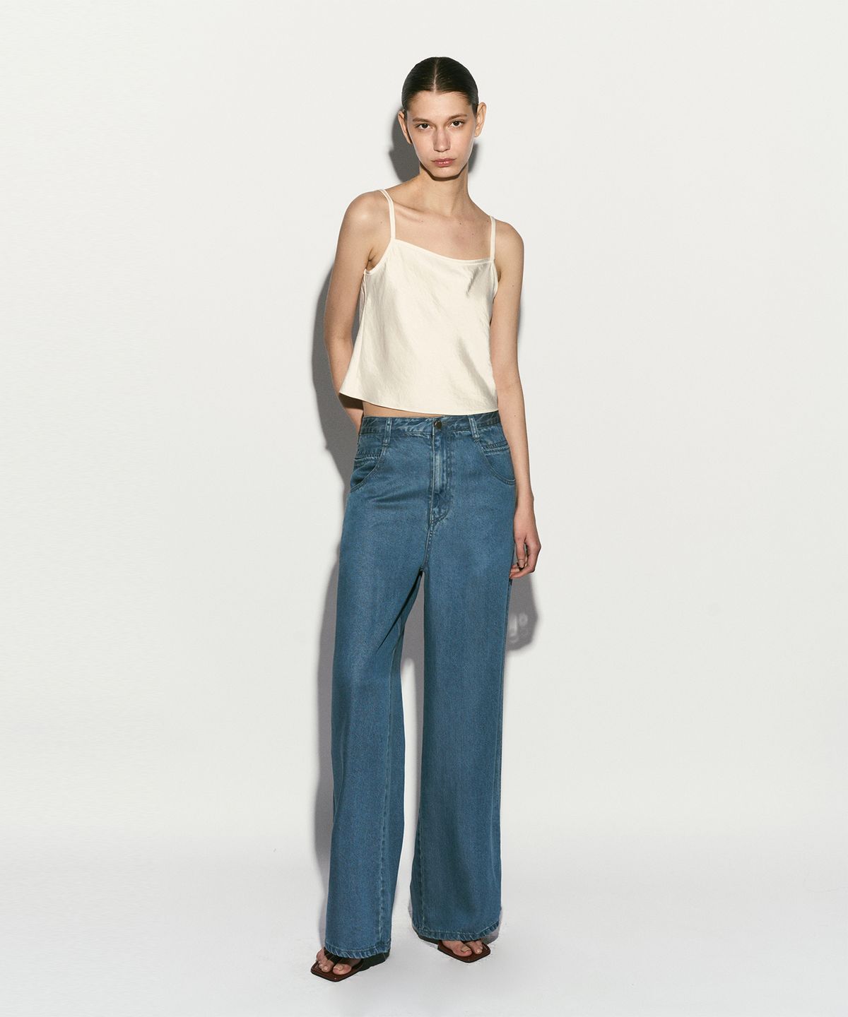 리이(RE RHEE) WIDE LEG DENIM PANTS BLUE