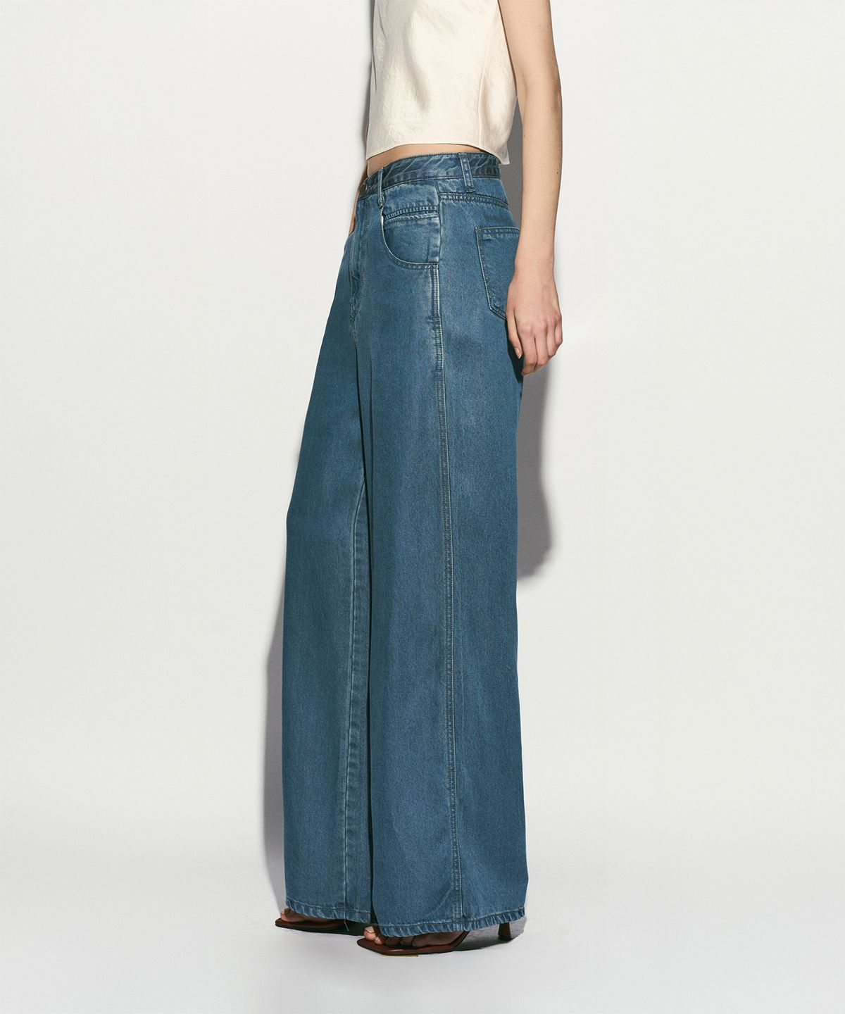 리이(RE RHEE) WIDE LEG DENIM PANTS BLUE