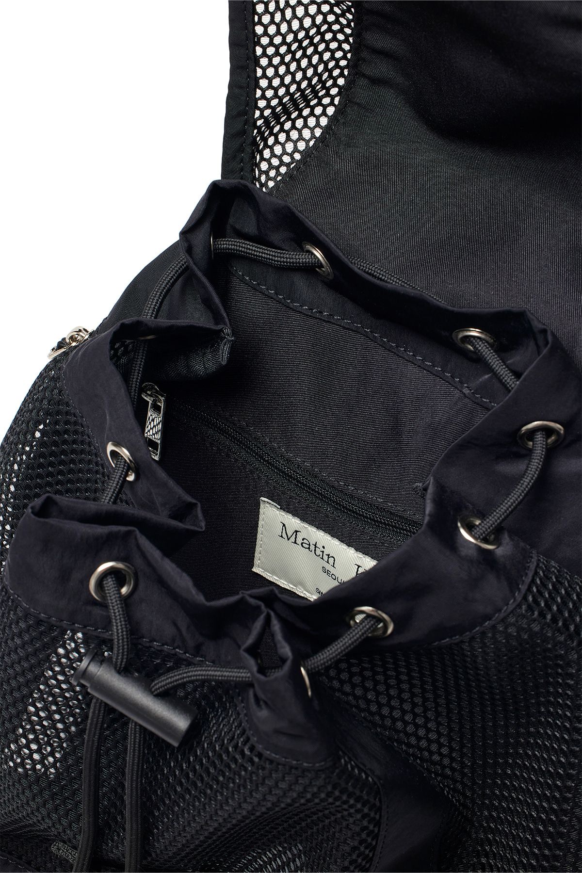 MUSINSA | MATIN KIM ONE POCKET MESH BACK PACK IN BLACK