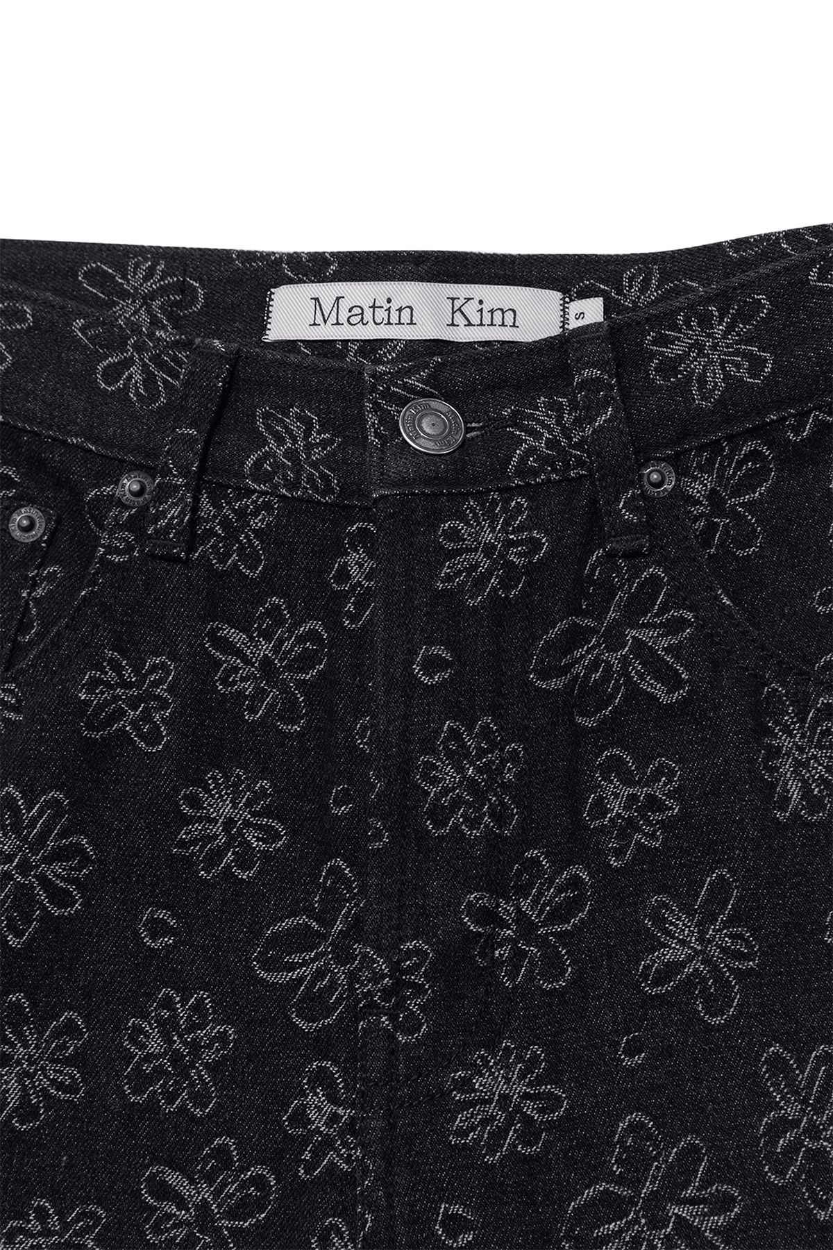 デニム・ジーパン [MATINKIM]flower pattern flare denim pants in black MUSINSA公式 | MATIN KIM FLOWER PATTERN FLARE DENIM PANTS IN