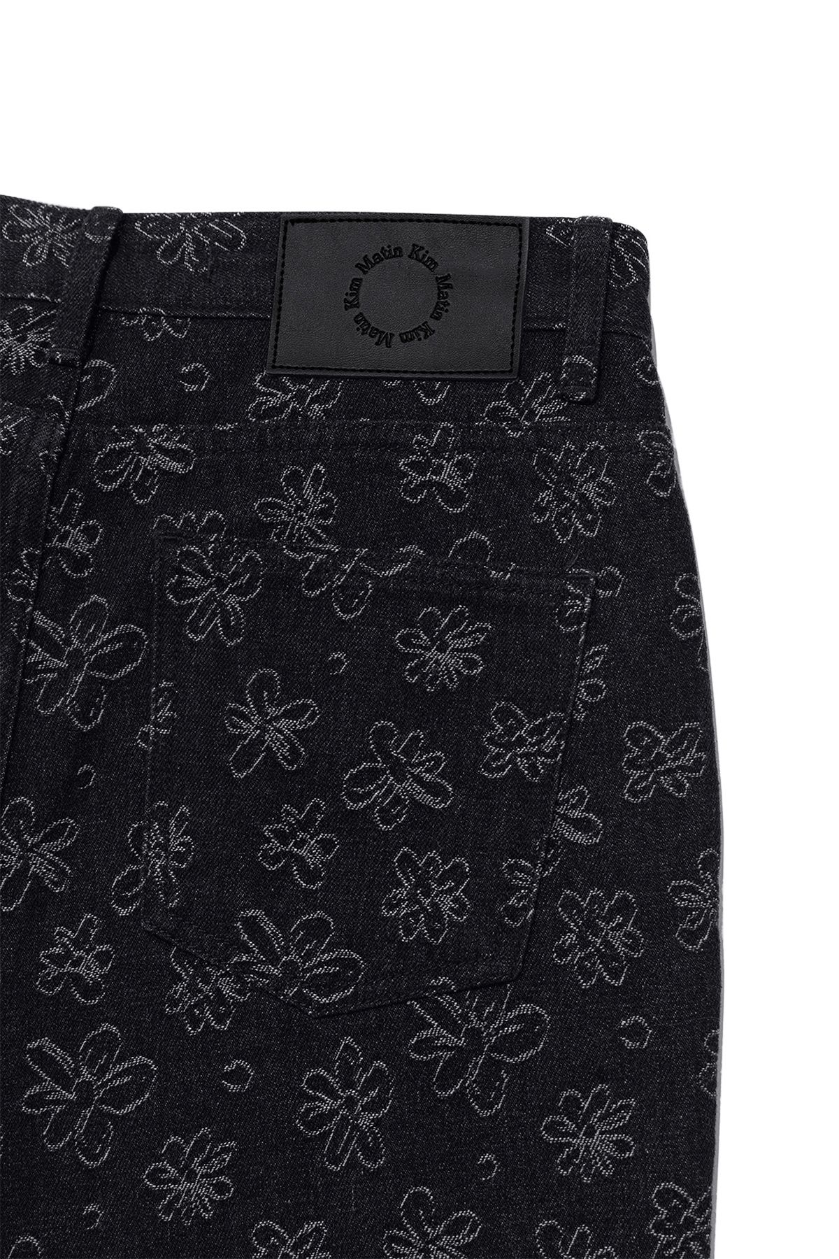 デニム・ジーパン [MATINKIM]flower pattern flare denim pants in black MUSINSA | MATIN KIM [追加20％OFF] FLOWER PATTERN FLARE DENIM