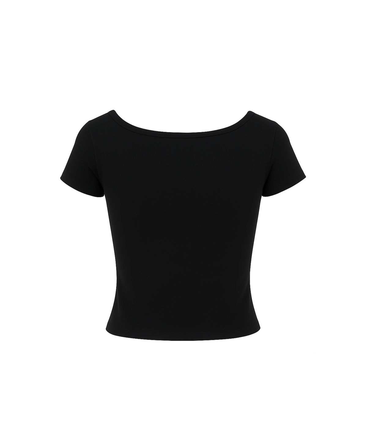 어니브(ANIV) LETTERING OVAL-NECK CROP T-SHIRT BLACK