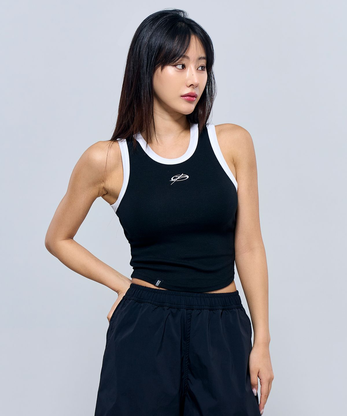 피지컬가먼츠(PHYSICAL GARMENTS) P5041 배색 크롭 골지나시 [3COLOR]