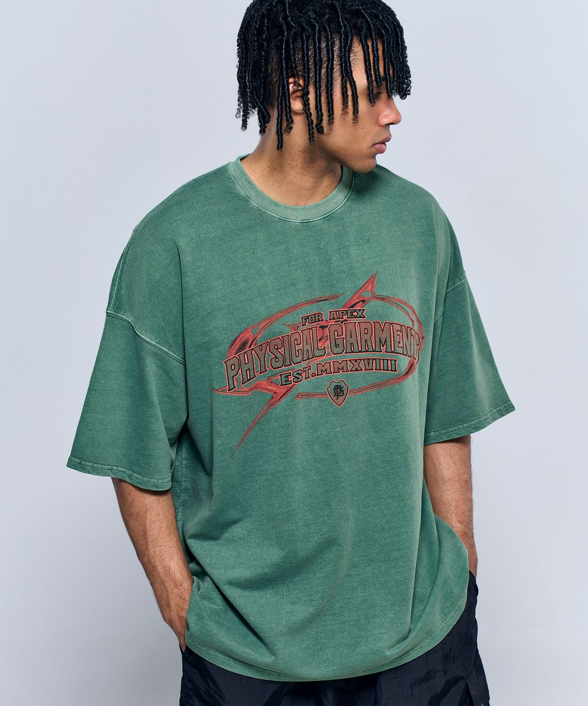 피지컬가먼츠(PHYSICAL GARMENTS) P2550 피그다잉 크롬 자이언트 반팔 [2COLOR]