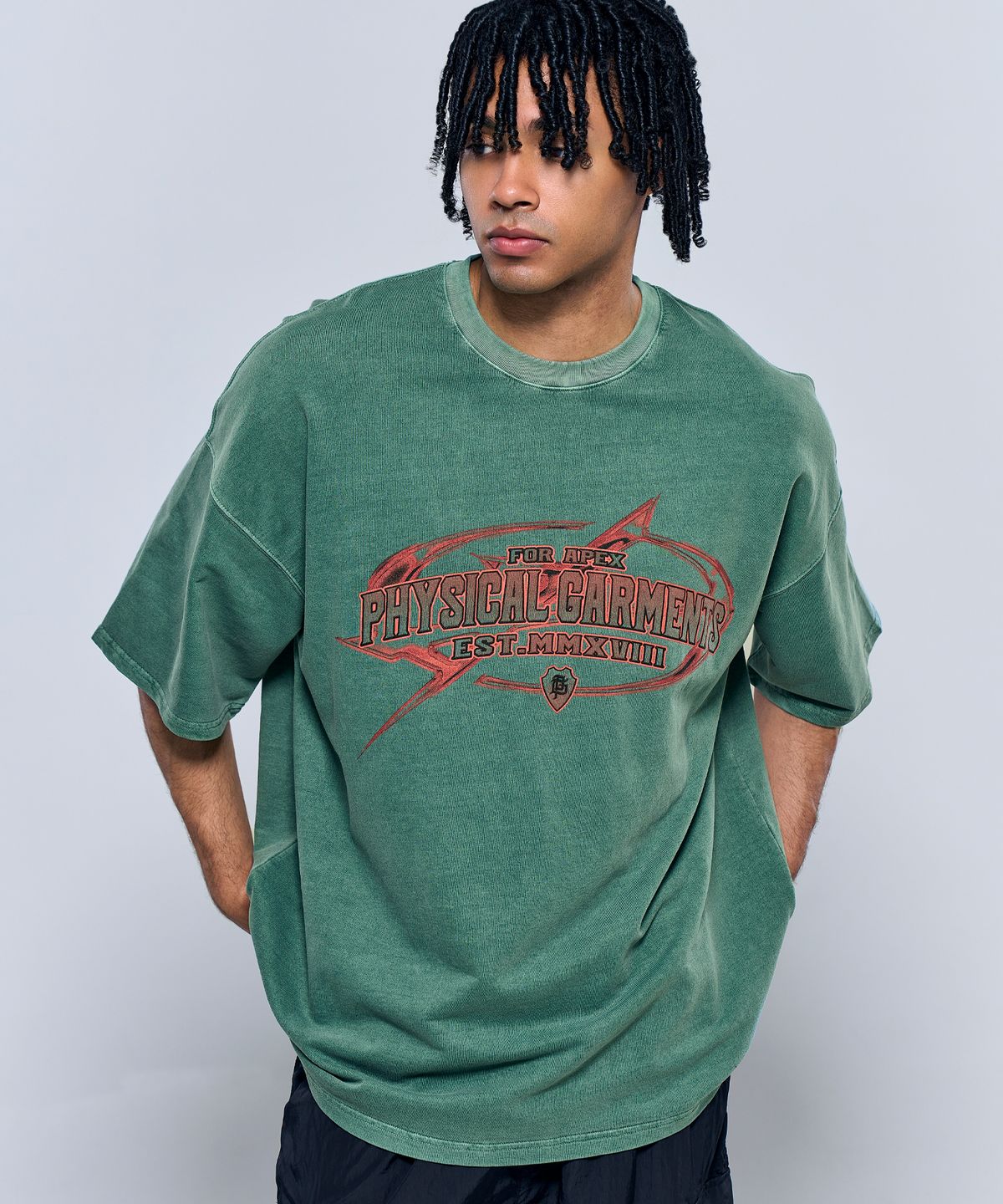피지컬가먼츠(PHYSICAL GARMENTS) P2550 피그다잉 크롬 자이언트 반팔 [2COLOR]