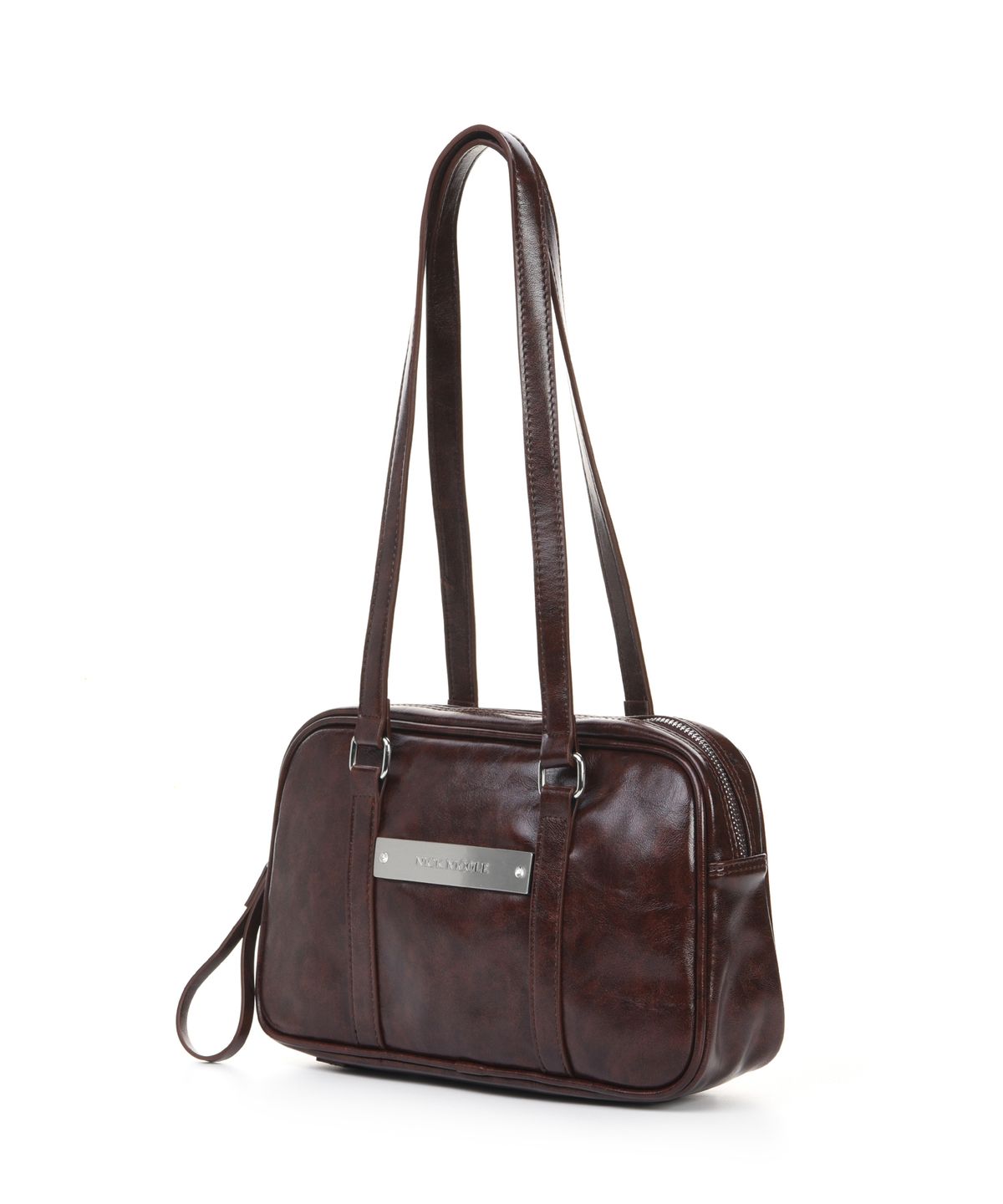 닉앤니콜(NICK&NICOLE) CRYSTAL LEATHER MINI BOSTON BAG_RED BROWN