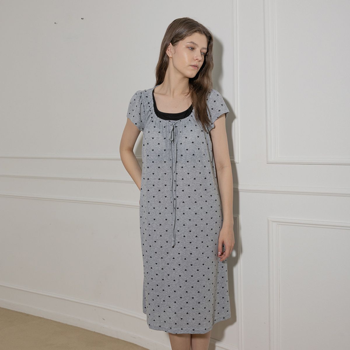 멜라니조이(MELANIE JOY) MJ_Polka dot fake two piece pajama_GRAY