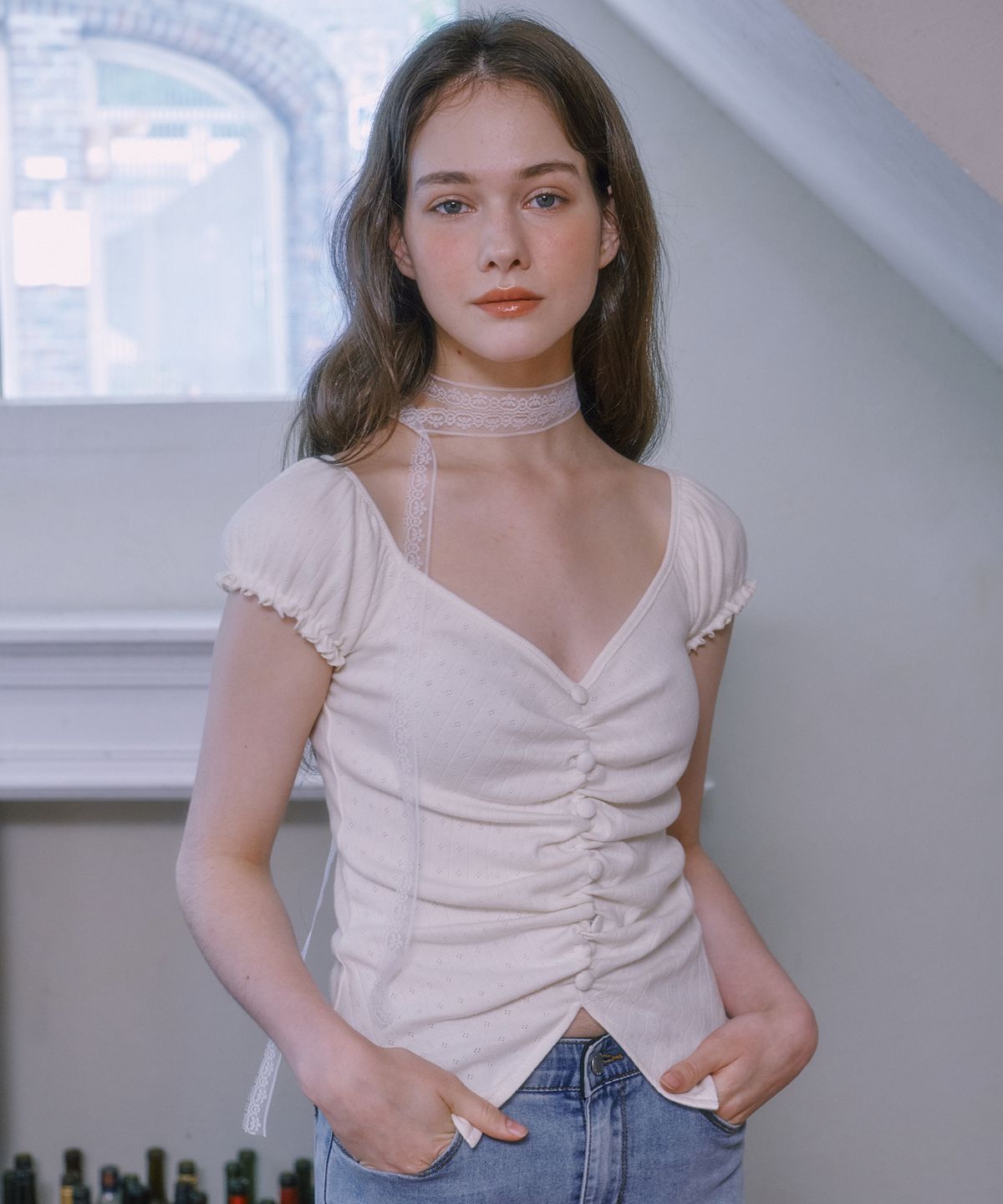 루루슈(LULUCHOU) Lovely puff sleeve blouse - CREAM