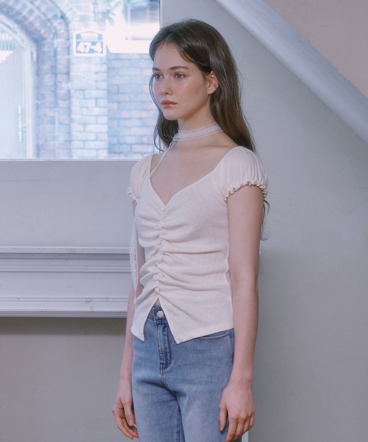 루루슈(LULUCHOU) Lovely puff sleeve blouse - CREAM