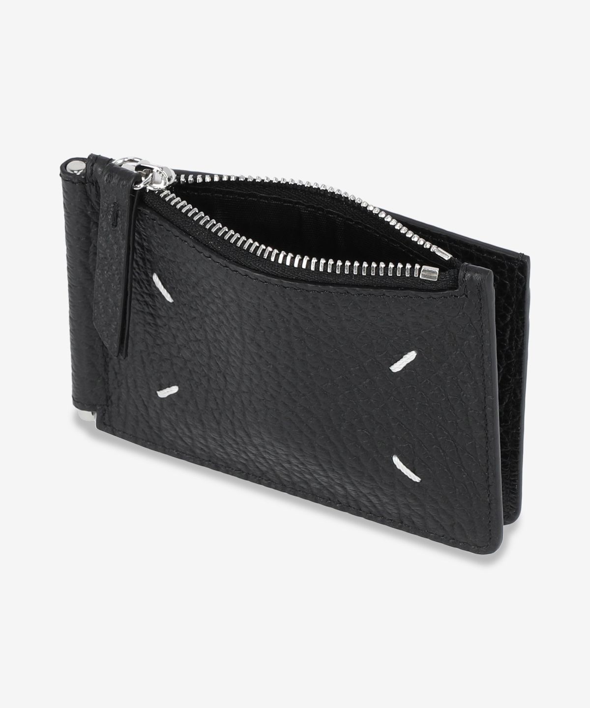 메종 마르지엘라(MAISON MARGIELA) 4 스티치 슬림 2 핀서 지갑 - 블랙 / SA1UI0022P4455T8013