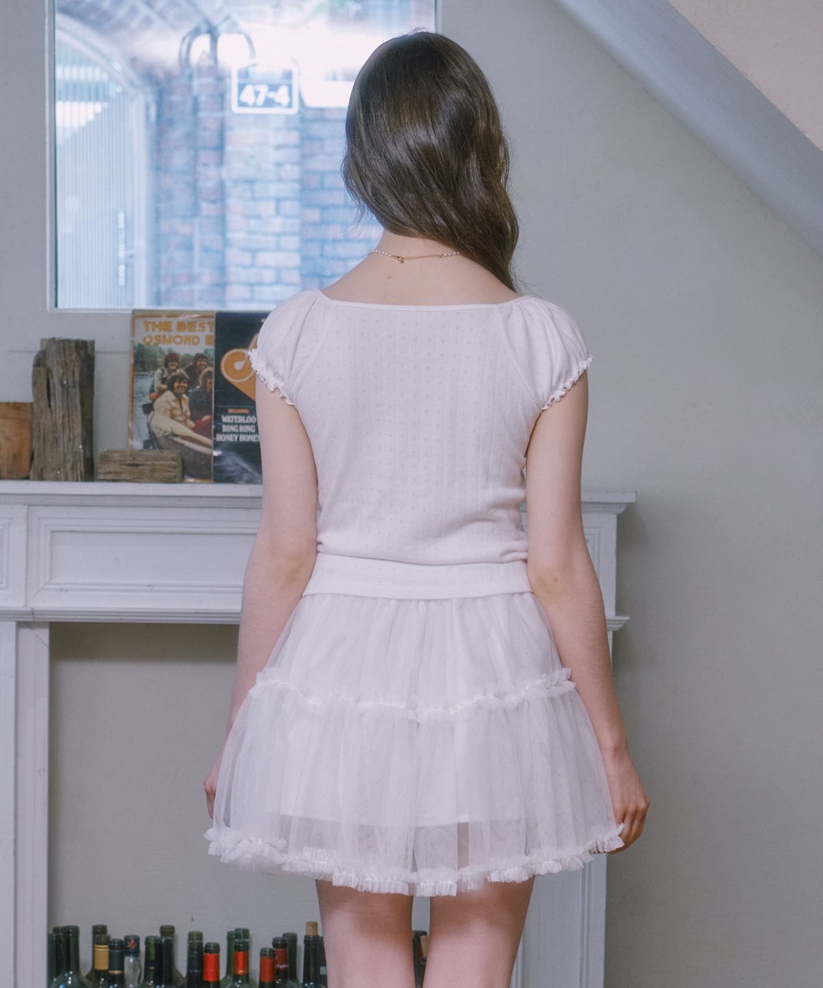 루루슈(LULUCHOU) Ribbon cancan lace skirt - WHITE