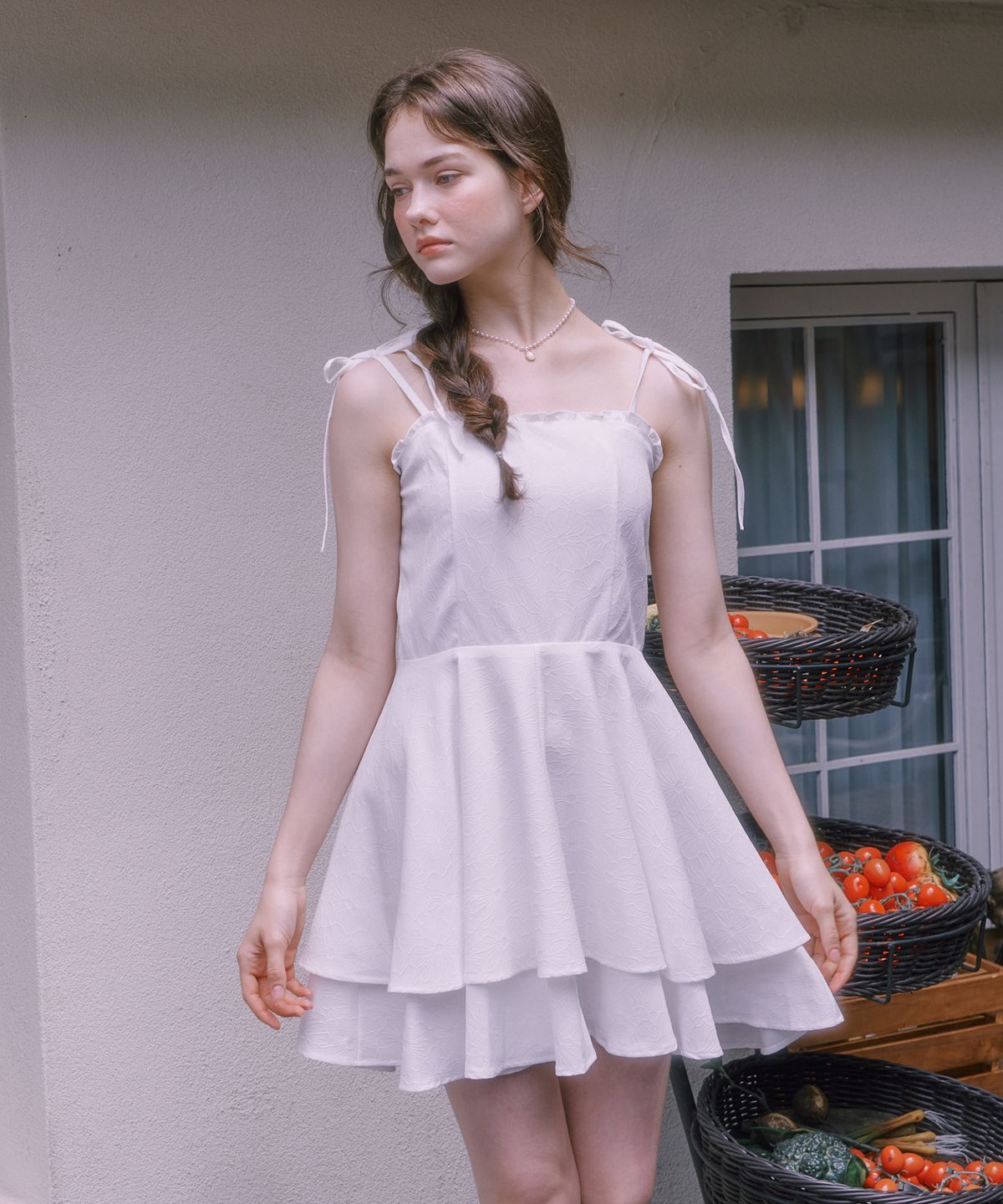 루루슈(LULUCHOU) Ribbon cancan dress - PANSY FLOWER